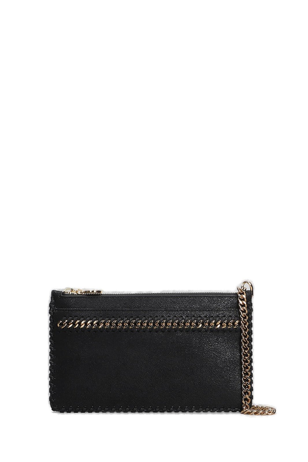 Shop Stella Mccartney Chain Detailed Wallet In Black