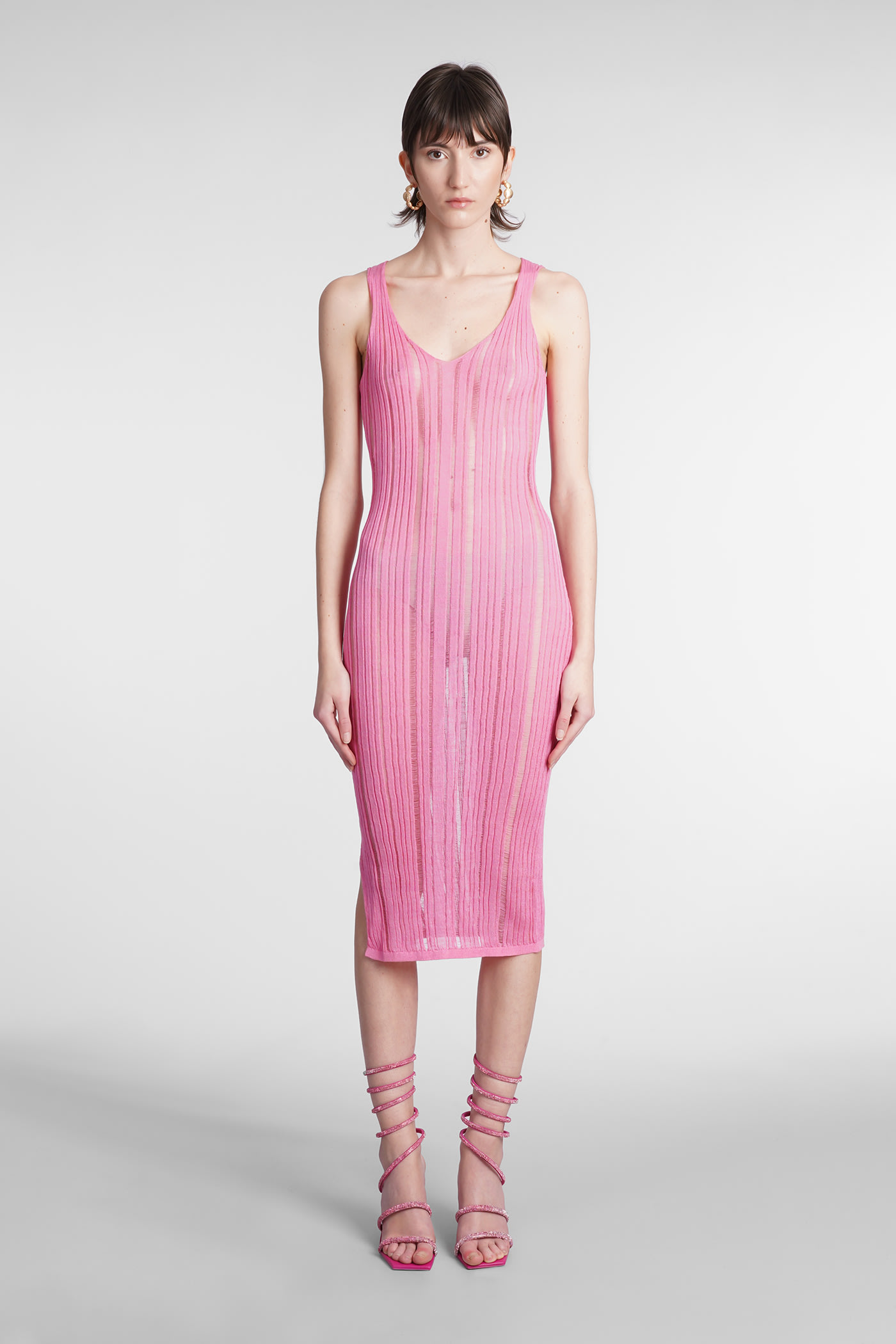 Cult Gaia Elsha Knit Dress In Rose-pink Viscose