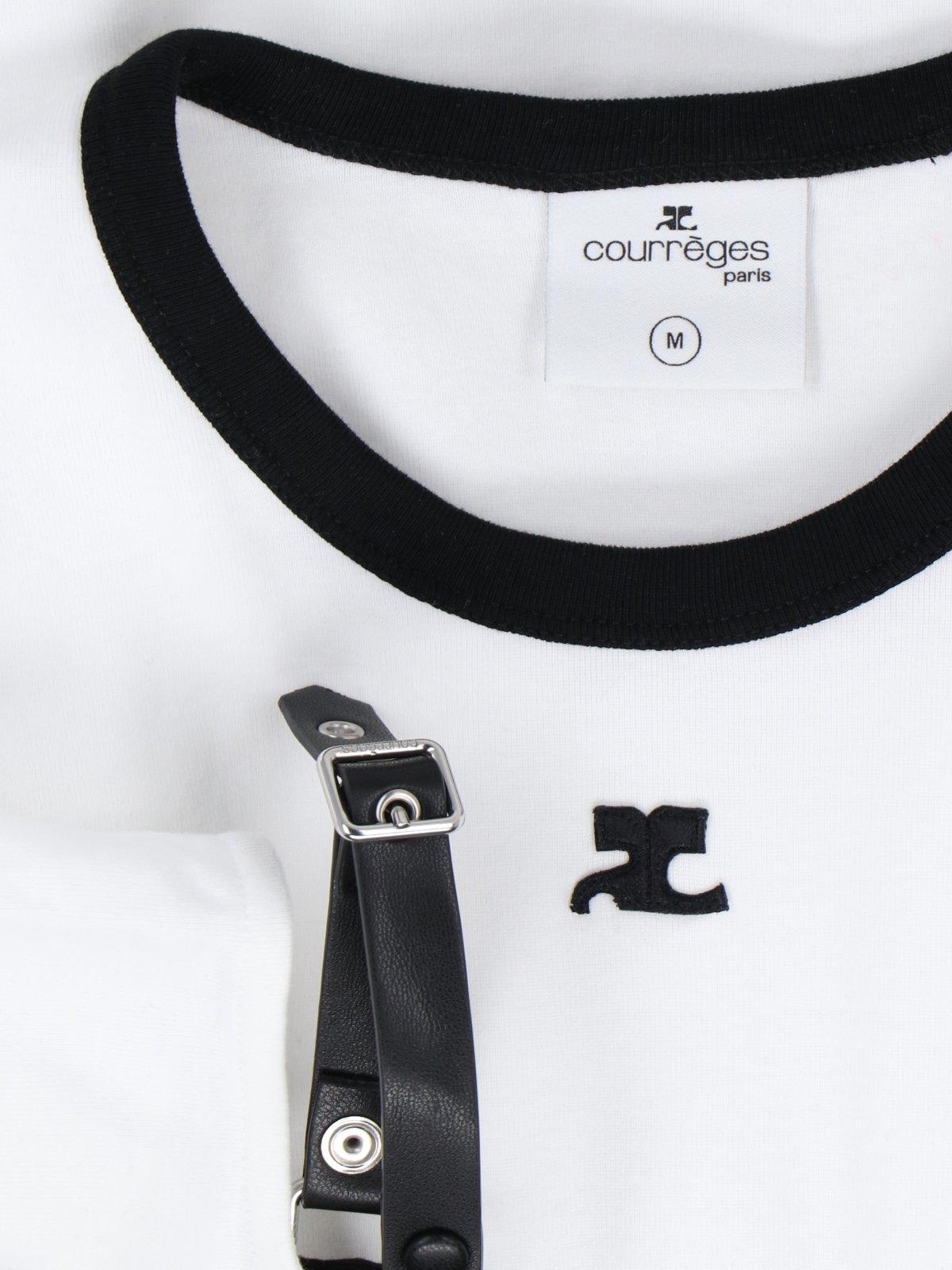 Shop Courrèges Buckle Contrast T-shirt In White