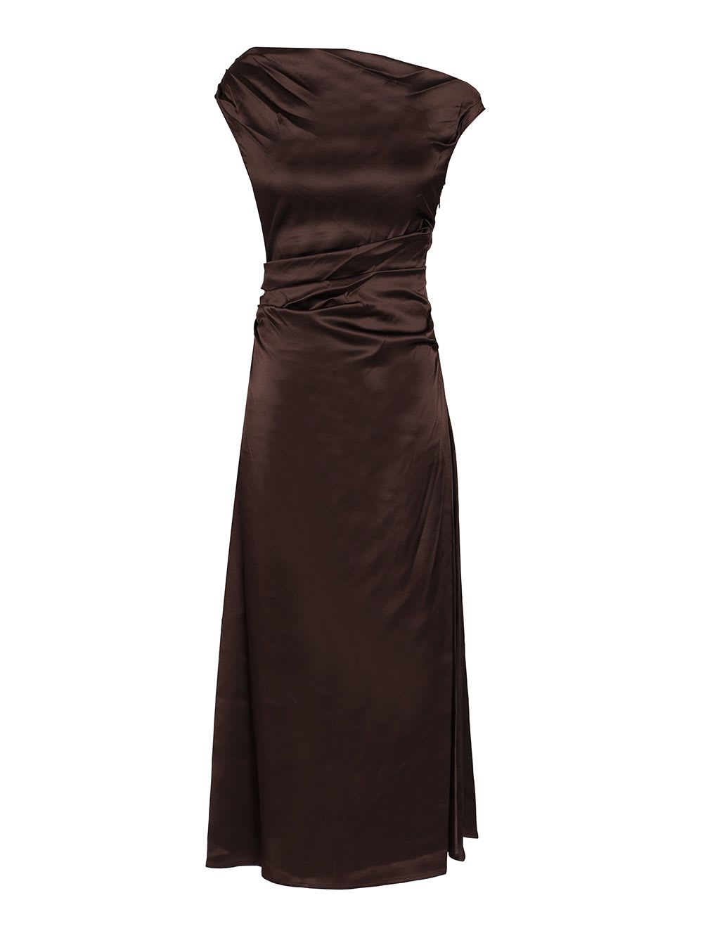 Staud Phare Silk-blend Satin Cocktail Dress In Brown