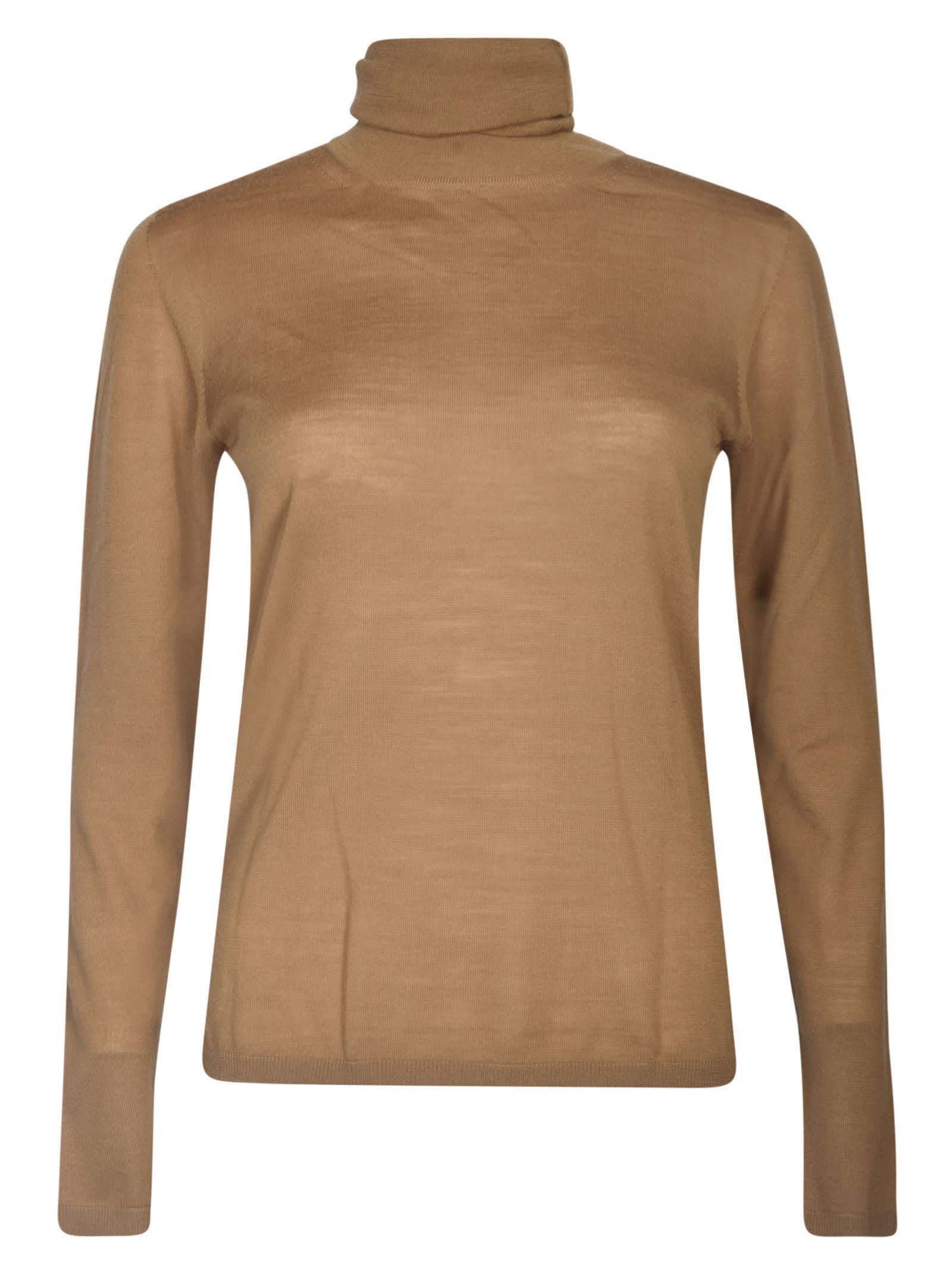 Max Mara Saluto Virgin Wool Turtleneck Sweater In Camel
