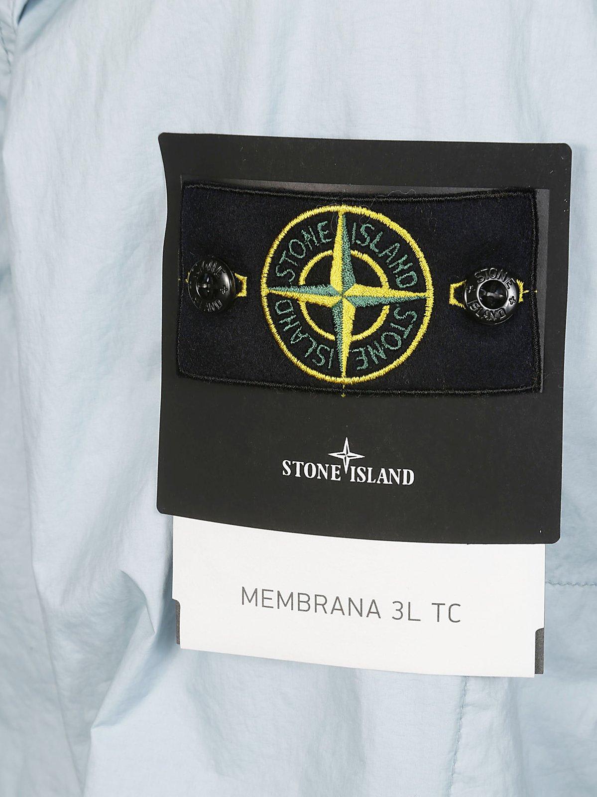 Shop Stone Island Membrana 3l Tc Zipped Hooded Jacket In Azzurro