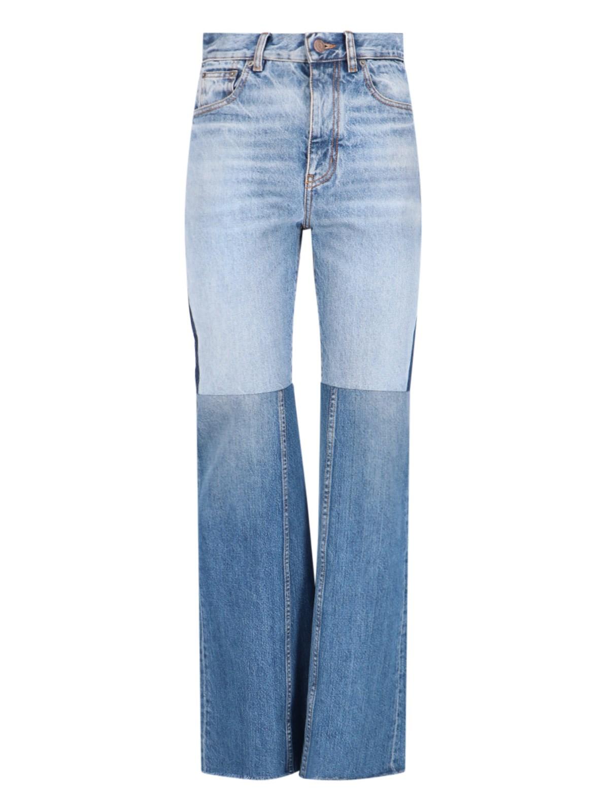 Shop Chloé Patchwork Bootcut Jeans In Denim