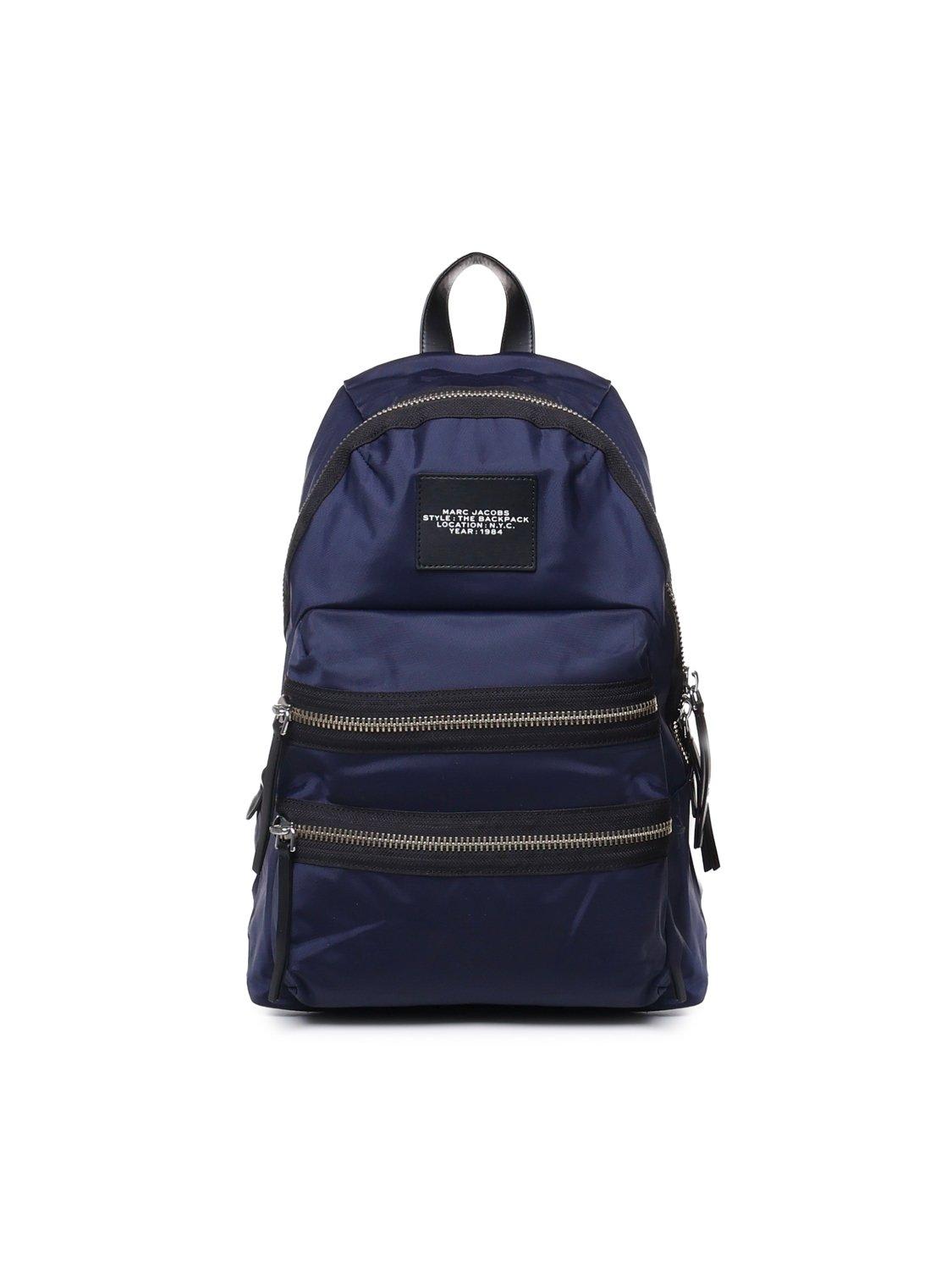 Shop Marc Jacobs The Biker Logo-patch Zipped Large Backpack In Navy