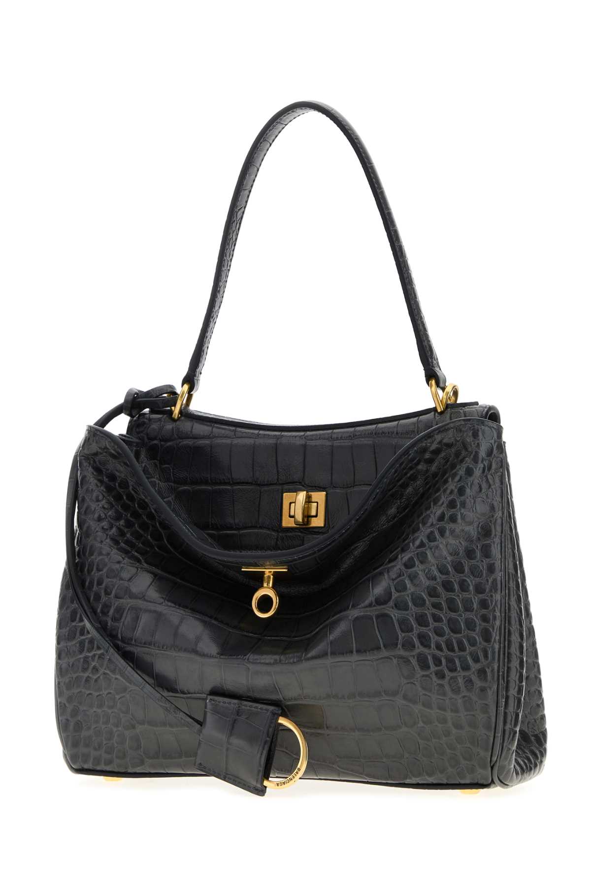 Balenciaga Rodeo Leather Shoulder Bag With Croco Effect In Brown