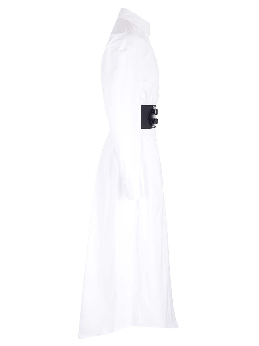 Shop Alaïa Belted Dress In White