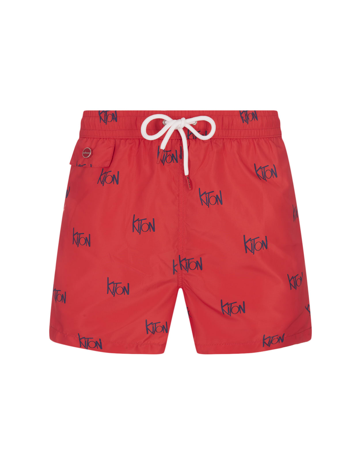 Red Swim Shorts With All-over Logo