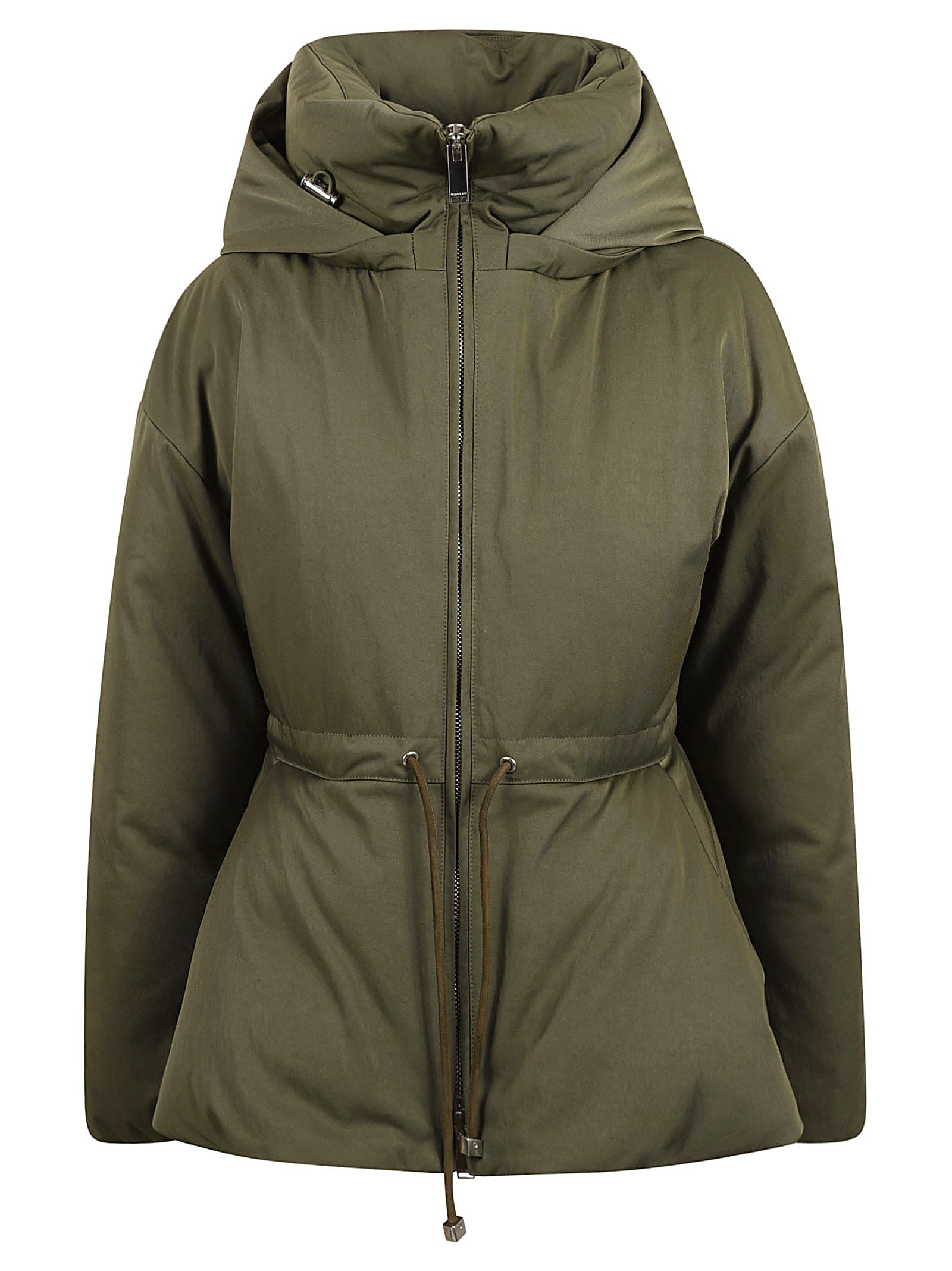 Down Jacket With Ruffles In Green