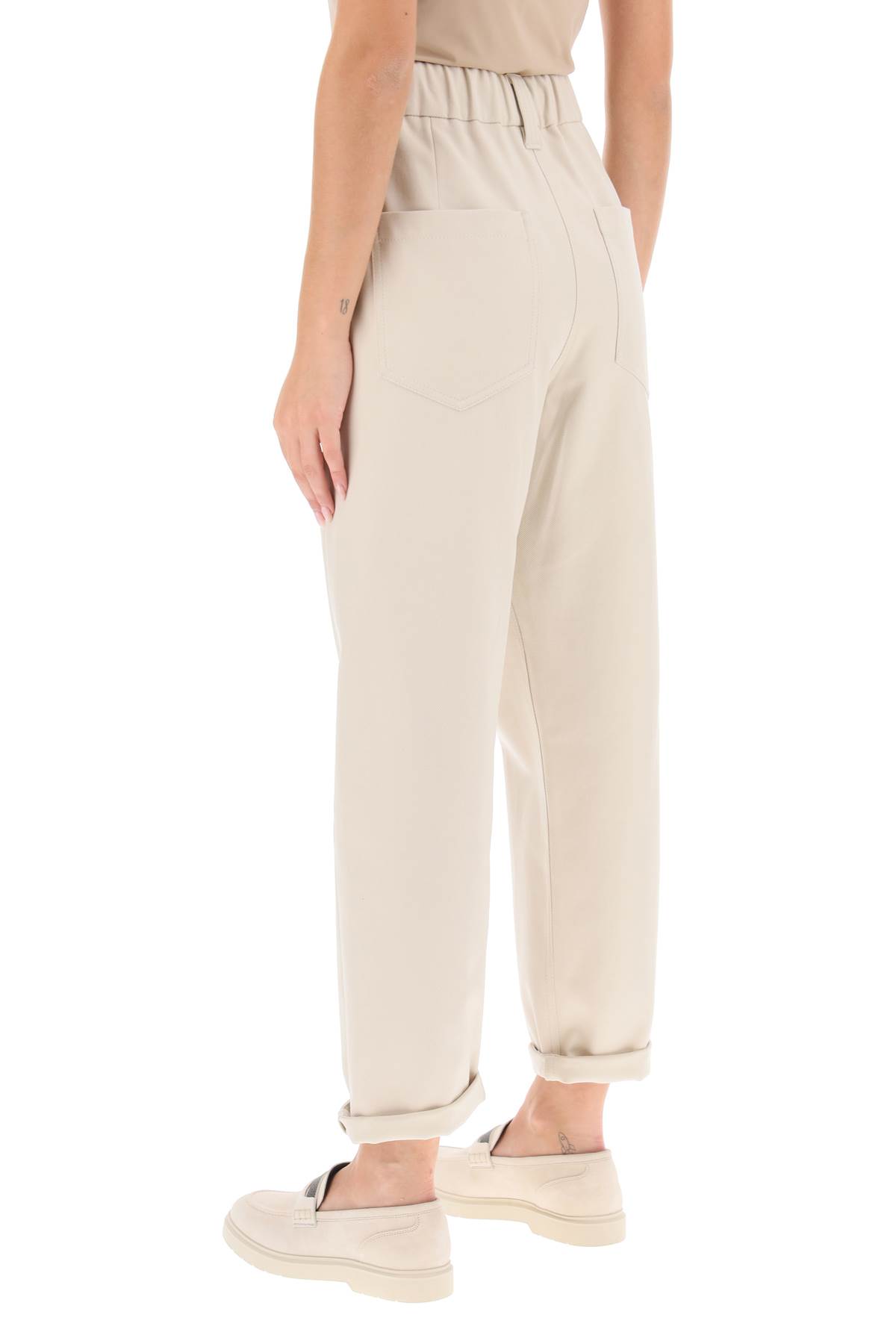 Brunello Cucinelli Cotton Trousers In Neutral