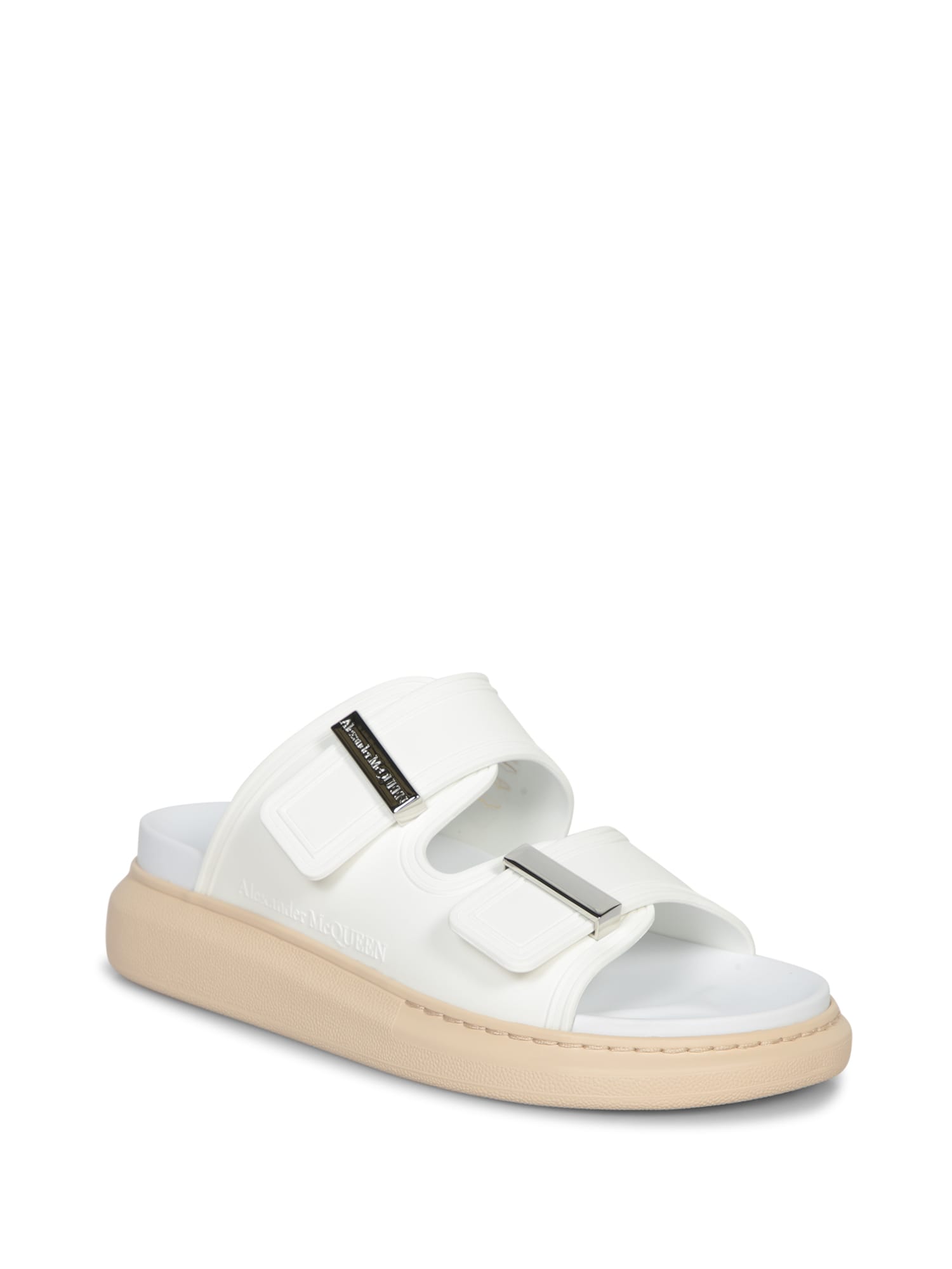 Shop Alexander Mcqueen Oversize Ivory/beige Sandals