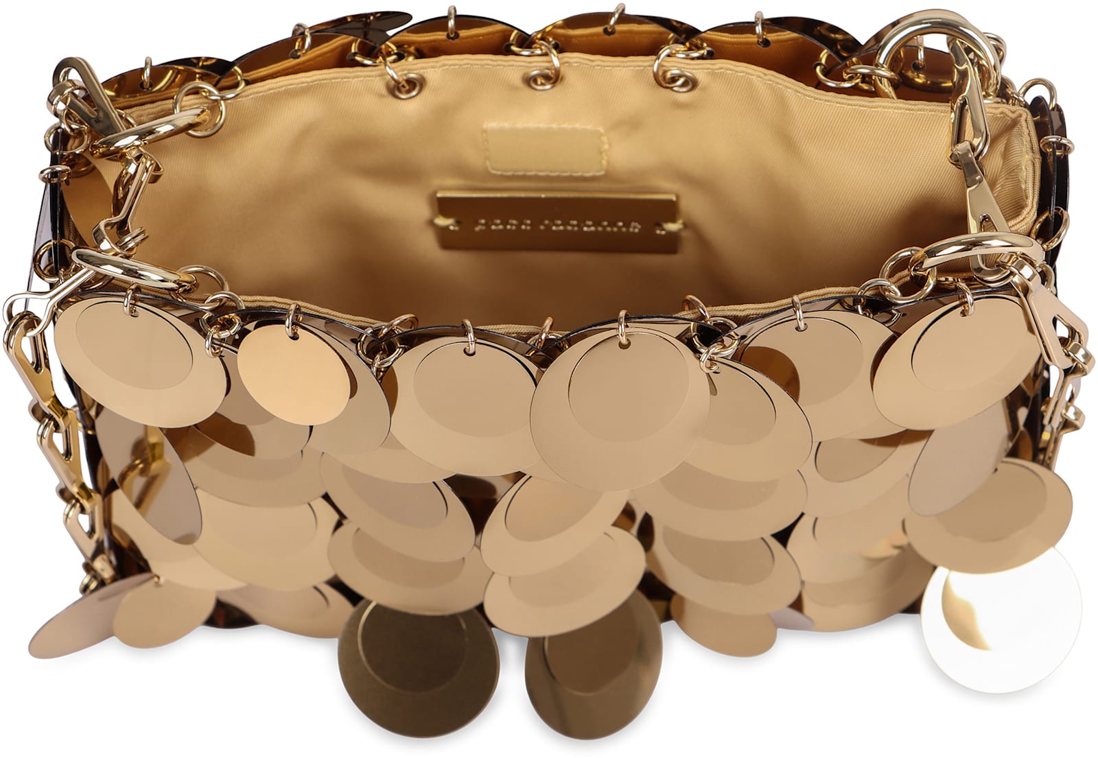 Rabanne Sparkles Discs Nano Bag In Gold