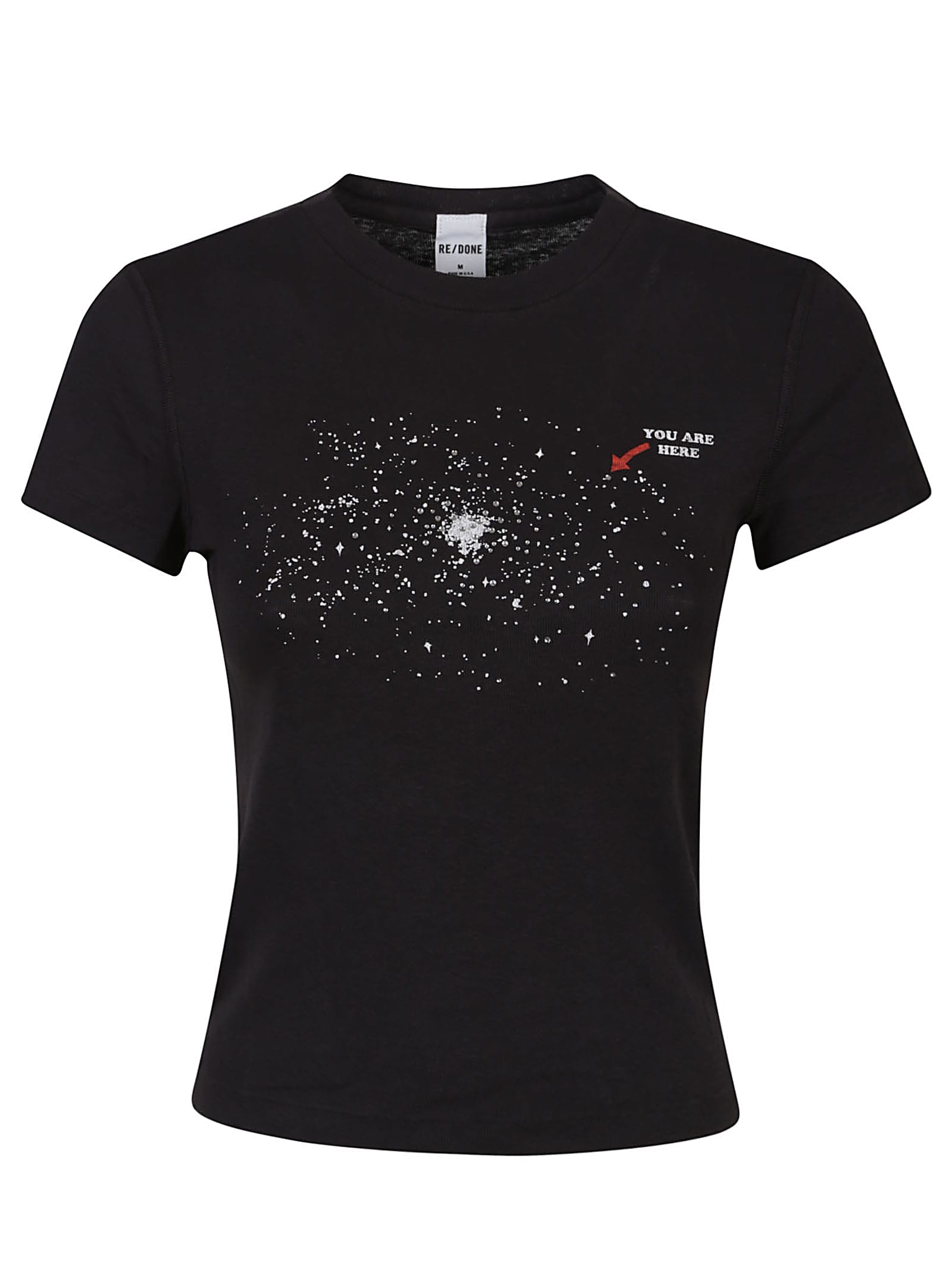 Shop Re/done 90s Baby Rhinestone Space T-shirt In Washed Black