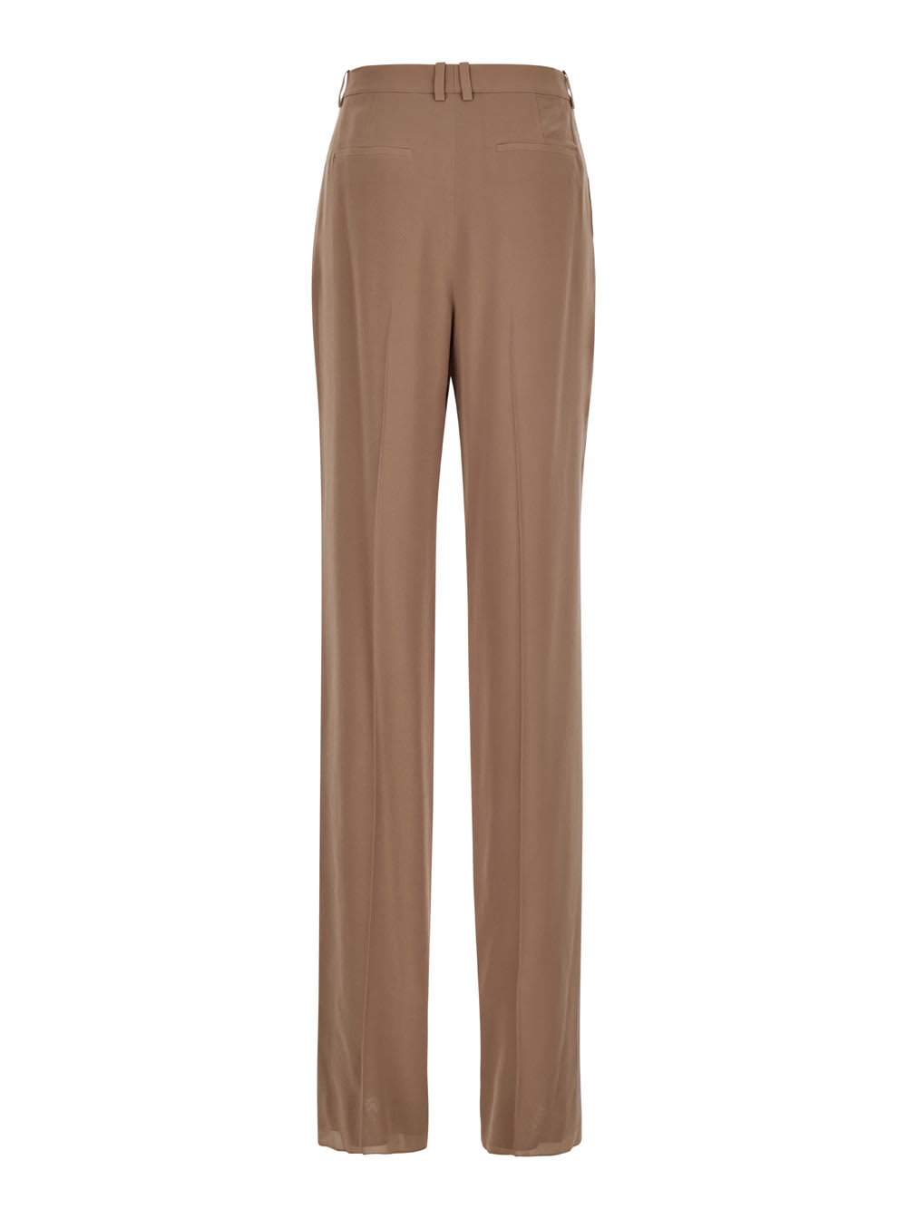 Shop Saint Laurent Beige Pants With High Waist And Pences On The Front In Silk Woman