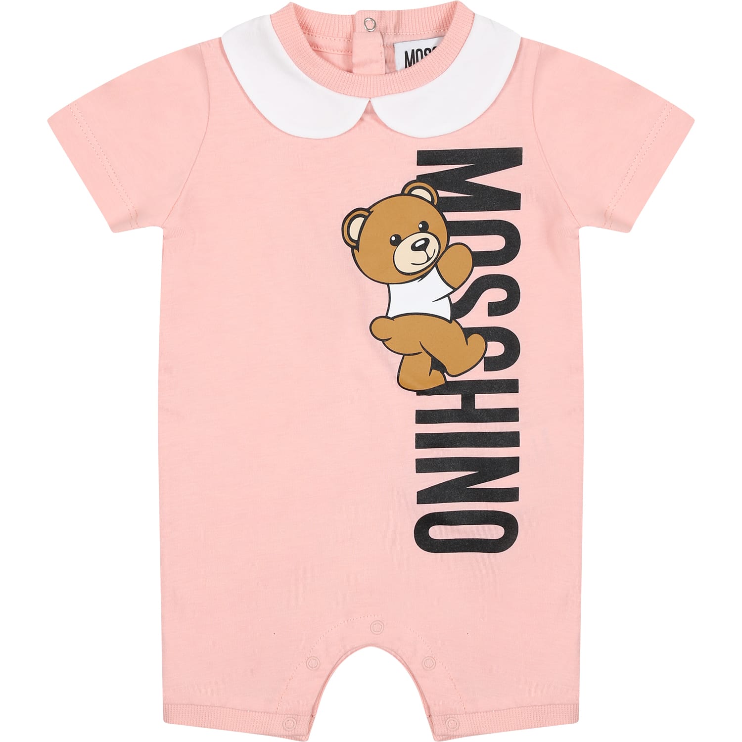 Moschino Pink Romper For Baby Kids With Teddy Bear