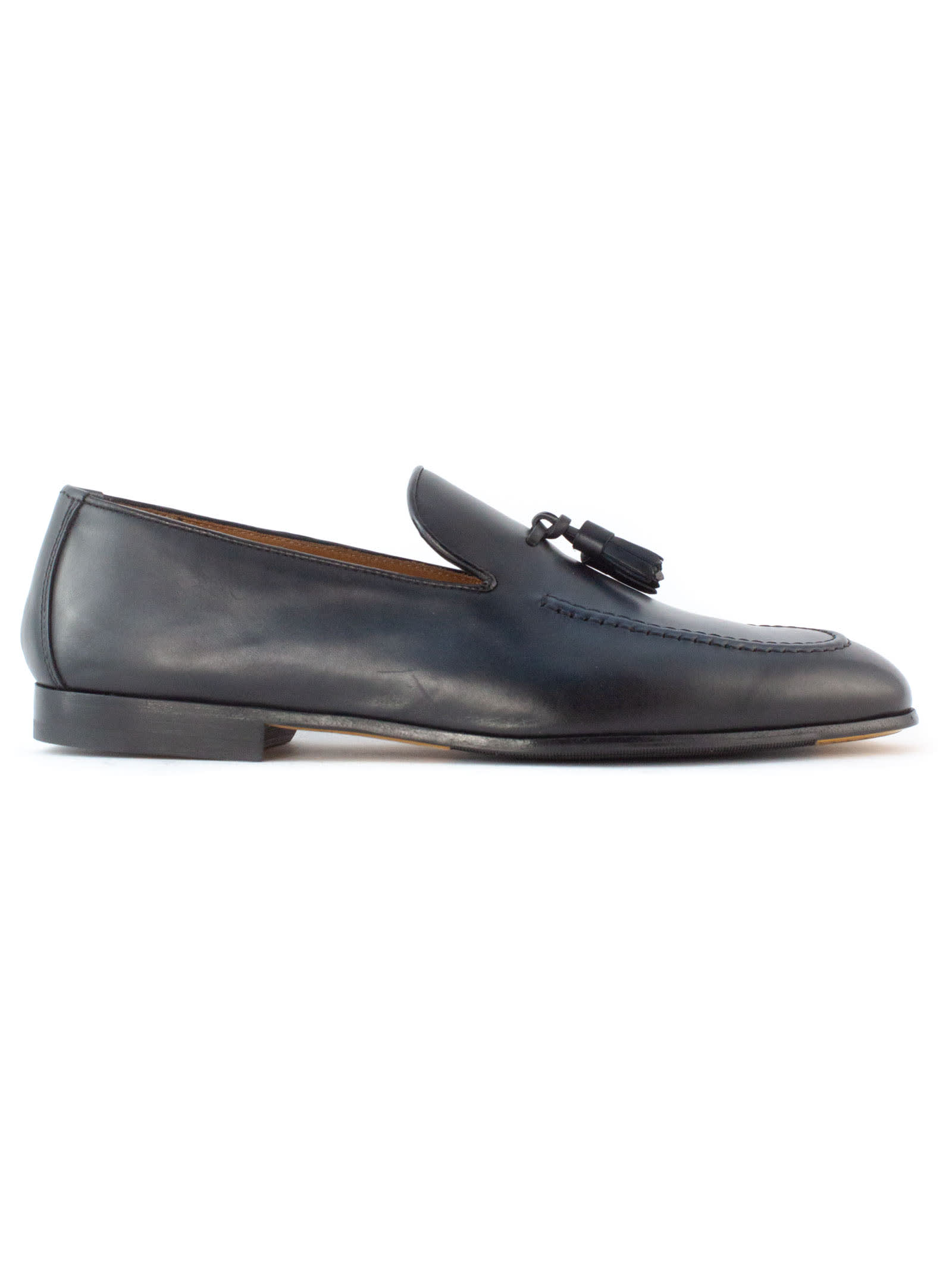 Shop Doucal's Blue Calf Leather Loafers