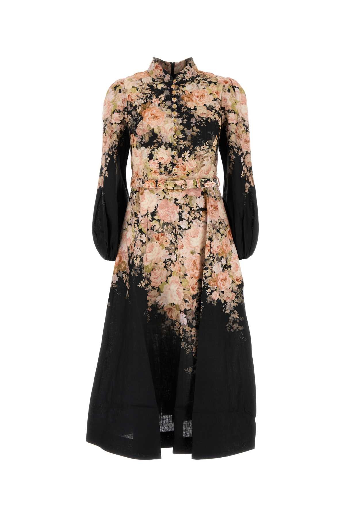 Shop Zimmermann Printed Linen Illustration Dress In Blackrococofloral