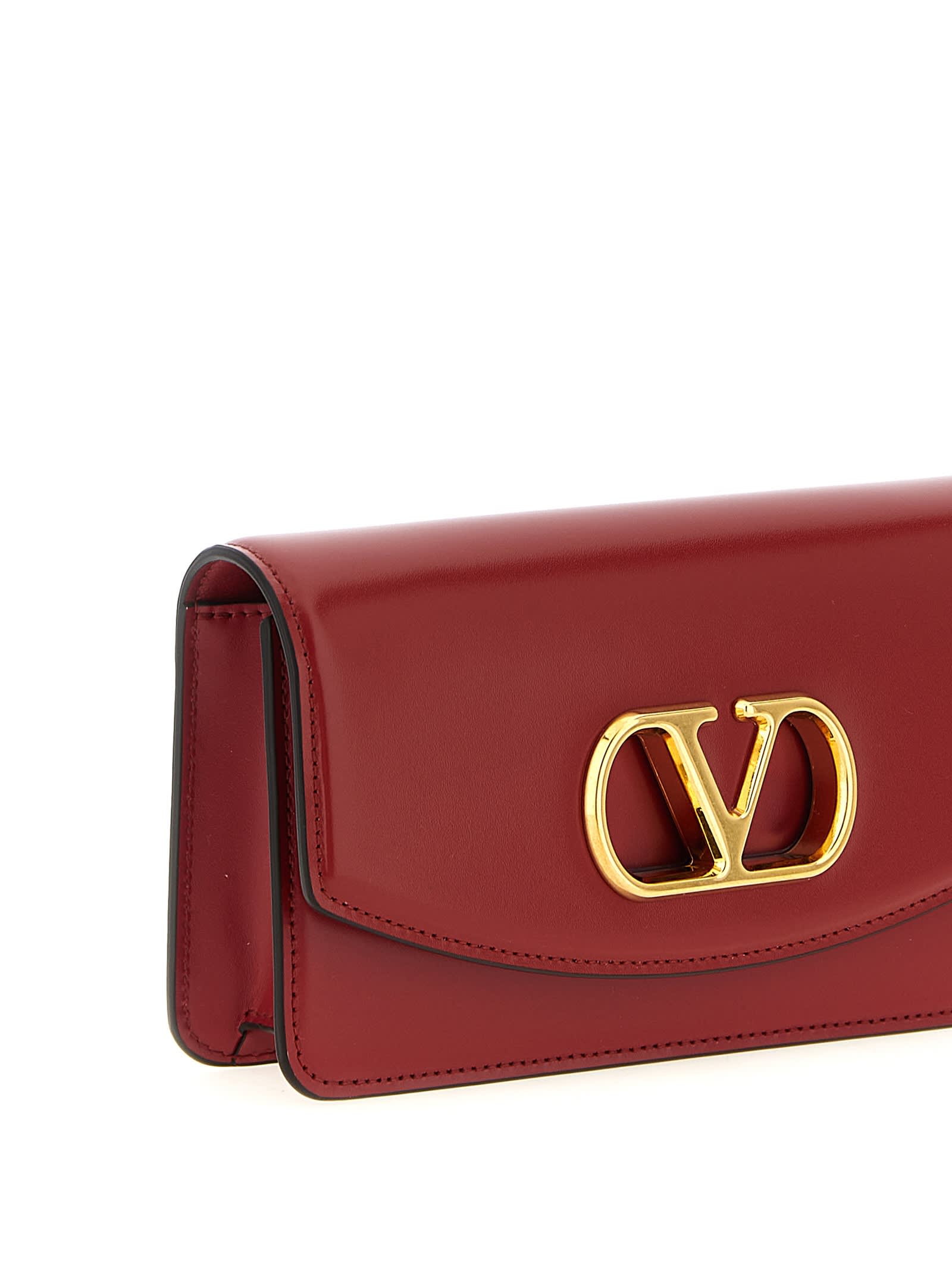 Valentino Crossbody Bags With Gold-tone Hardware And Chain Strap In Red