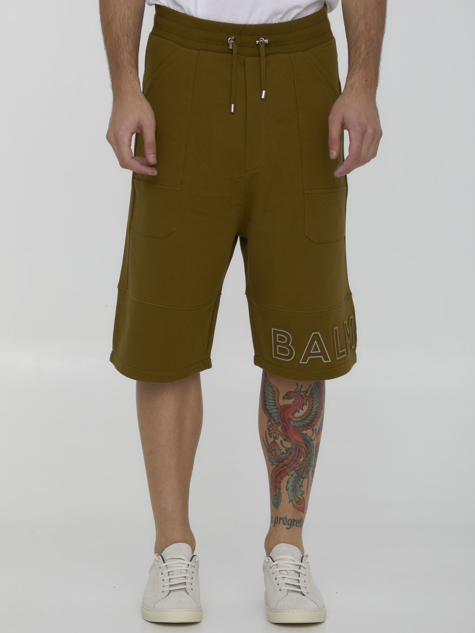 Balmain Reflective Logo Bermuda Shorts