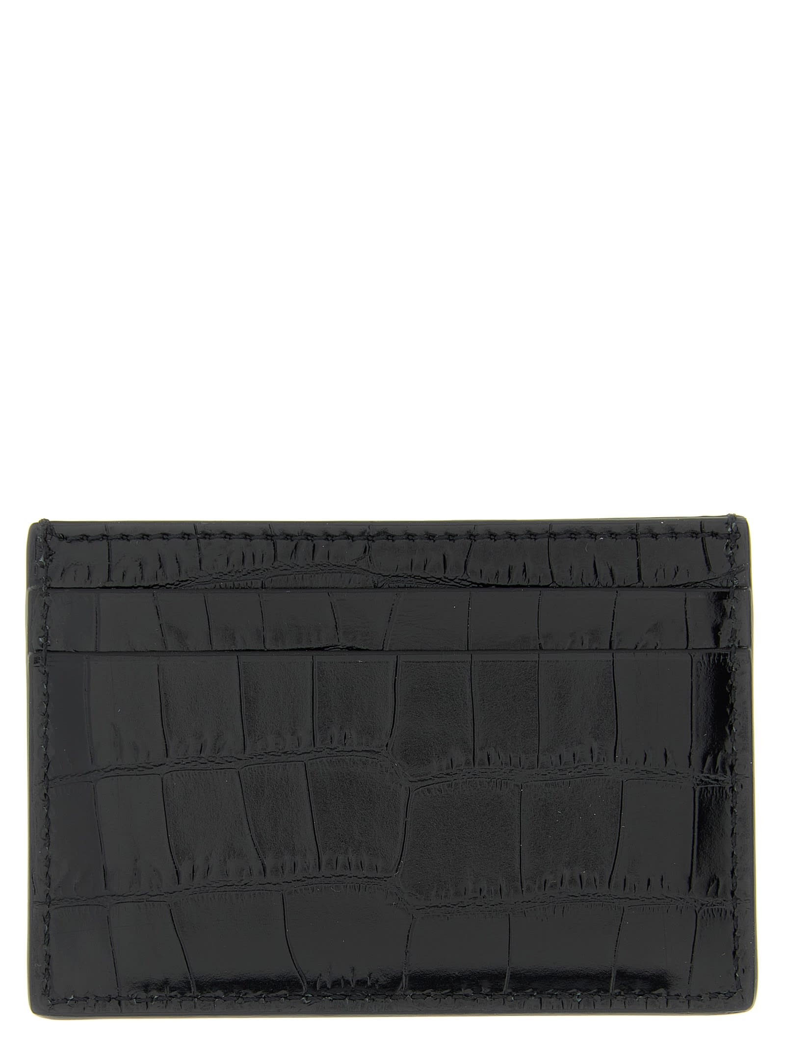 Tom Ford Crocodile-effect Card Holder In Black