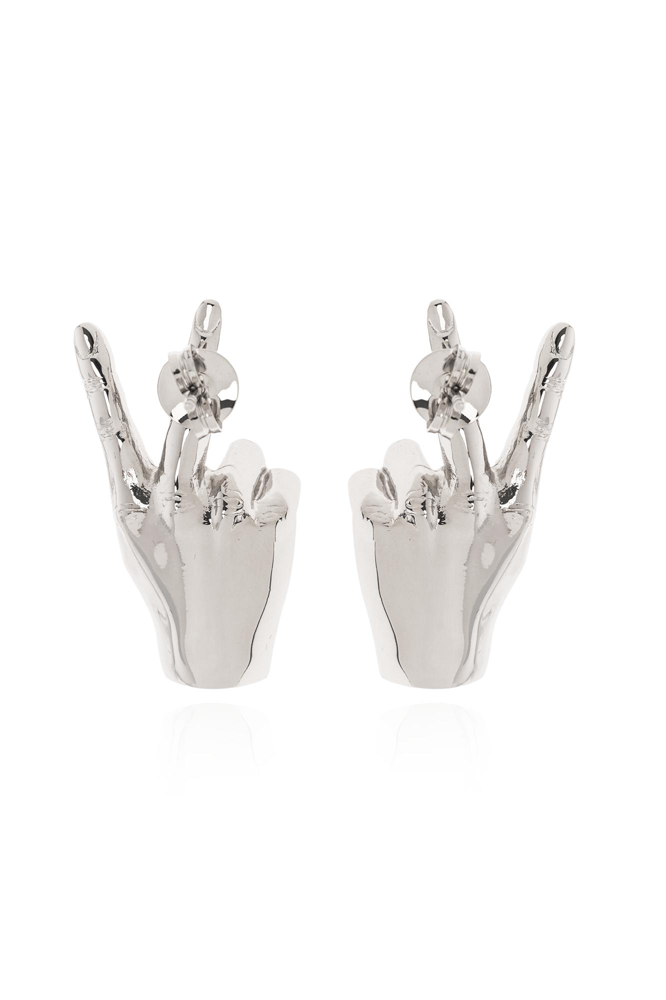 Shop Y/project Y Project Earrings With Hand Motif In Silver
