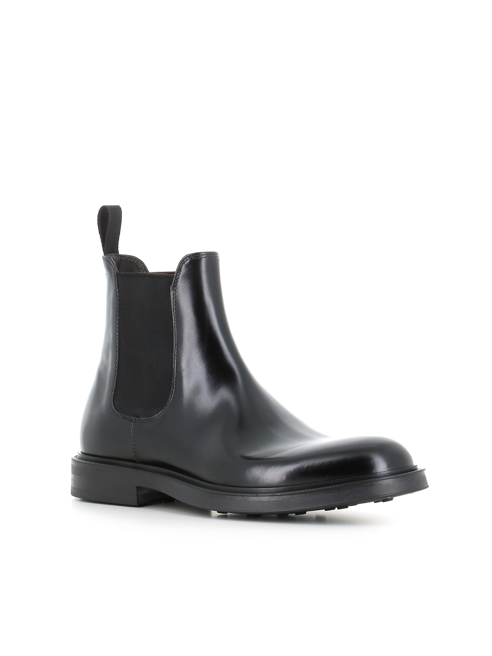 Green George Elastic-panel Leather Boots In Black