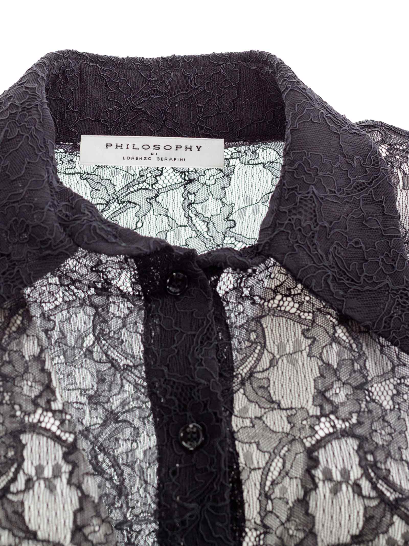 Shop Philosophy Di Lorenzo Serafini Lace Shirt In Black