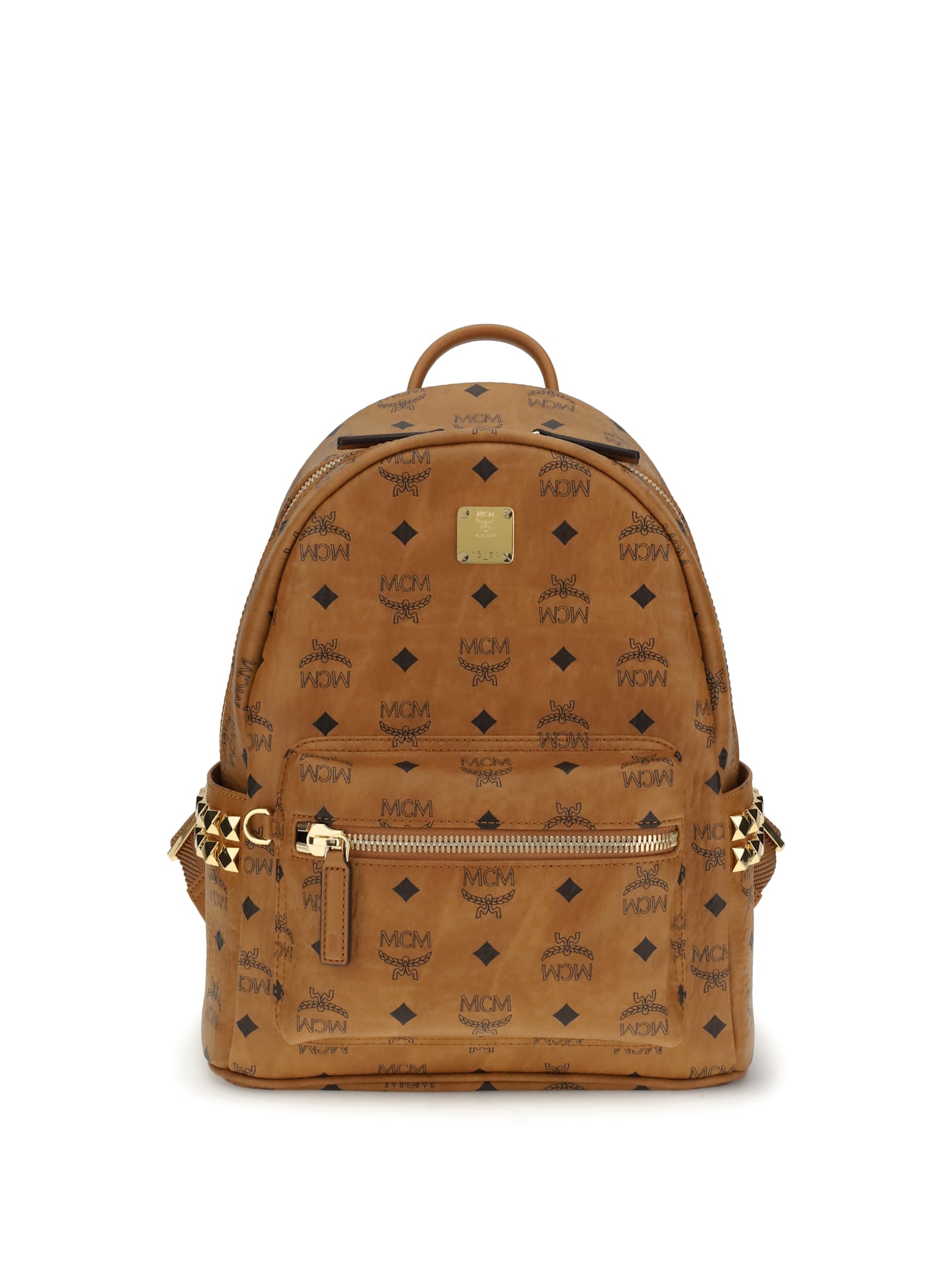 Mcm Printed Canvas Small Stark Backpack In Brown
