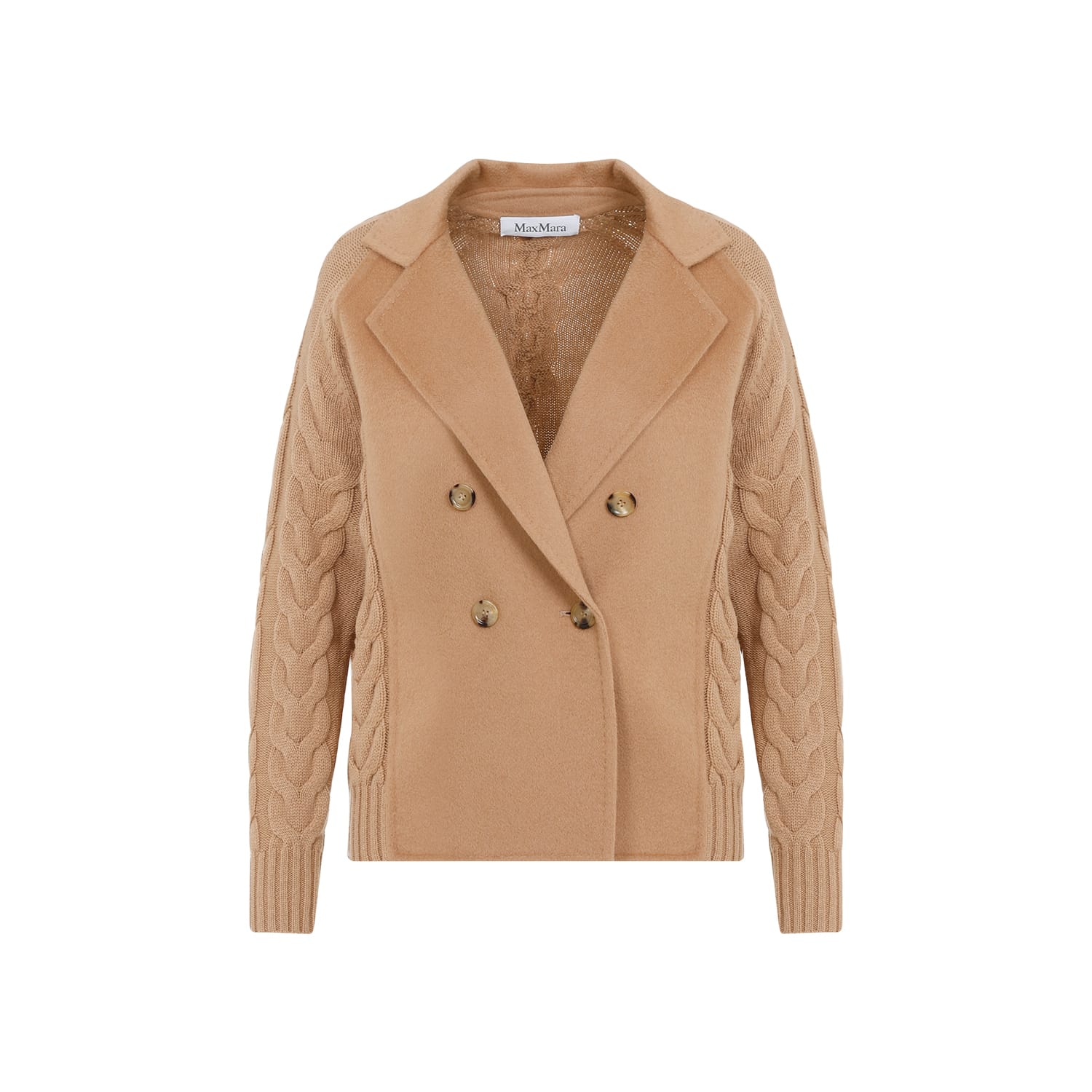 Shop Max Mara Micio Knitted Coat In Camel