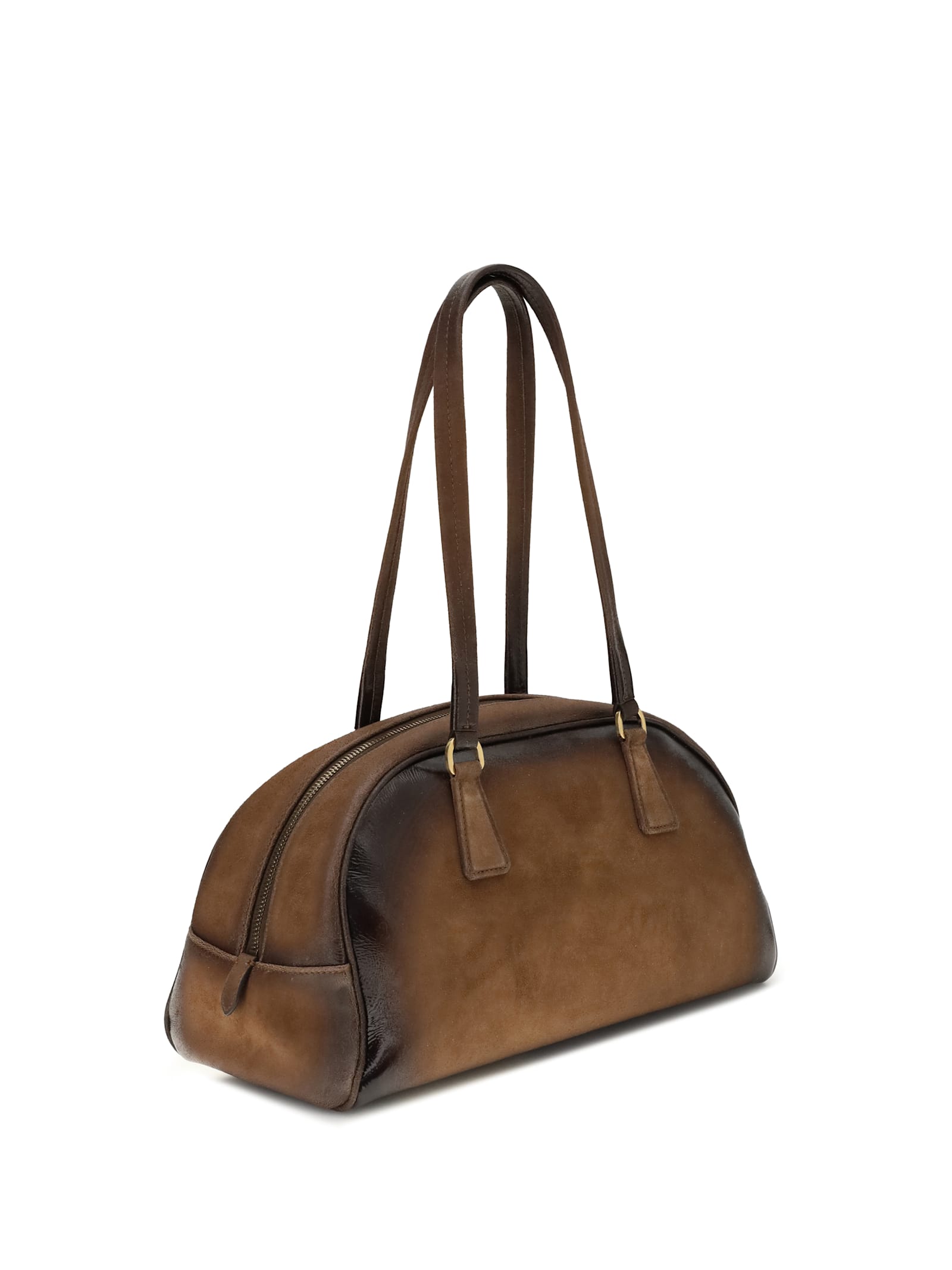 Prada Medium Bowling Bag In Vintage Leather In Brown