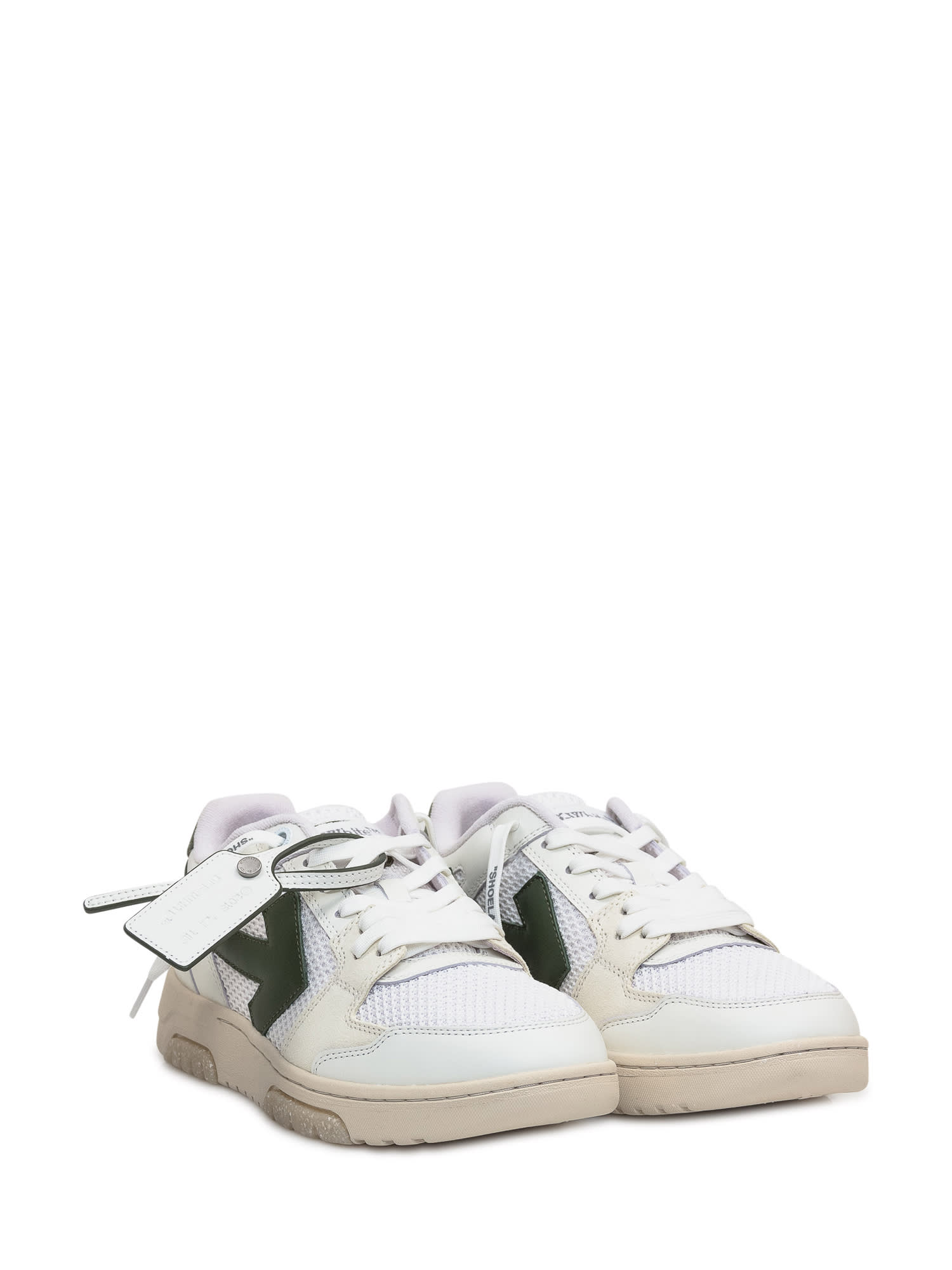 Shop Off-white Out Of Office Slim Sneaker In White-military Green