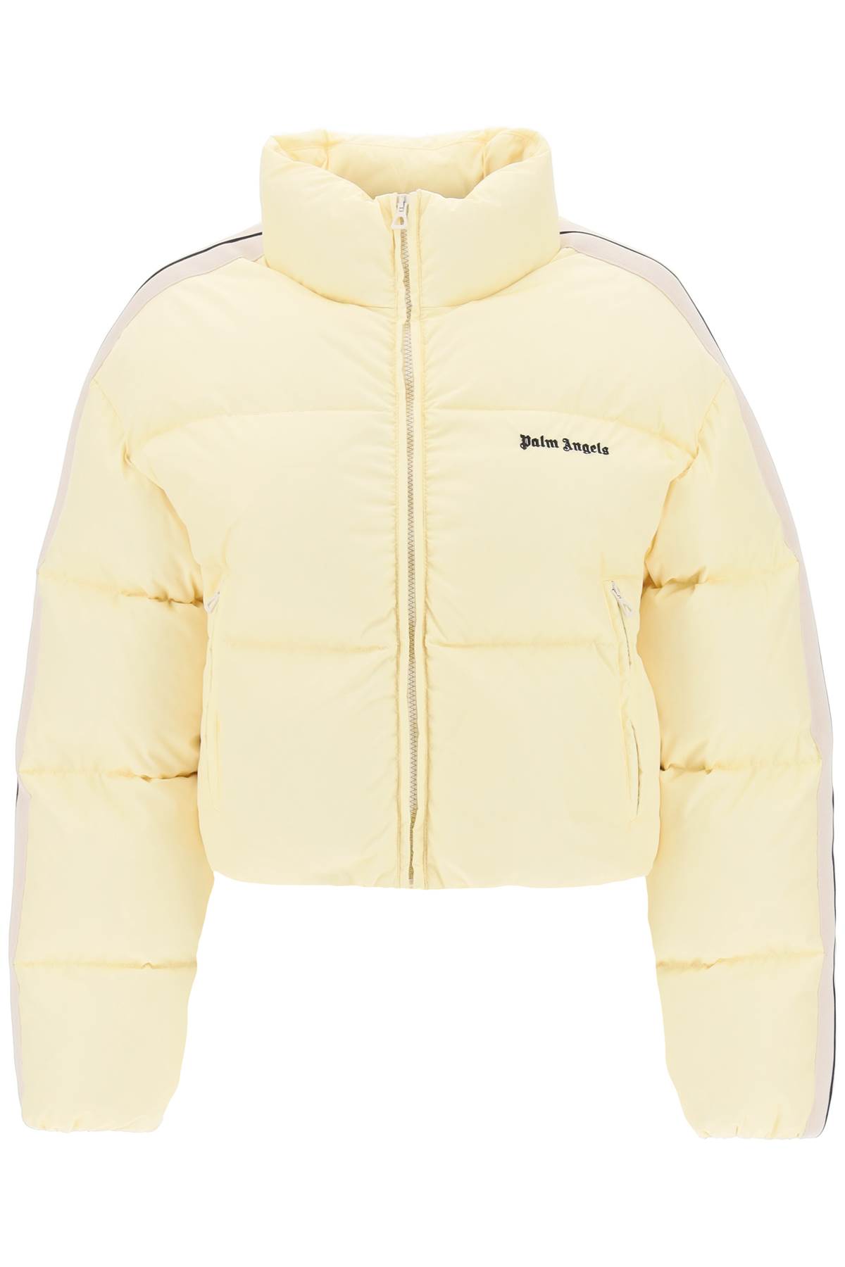 Palm Angels Short Down Jacket In Butter Black (yellow)