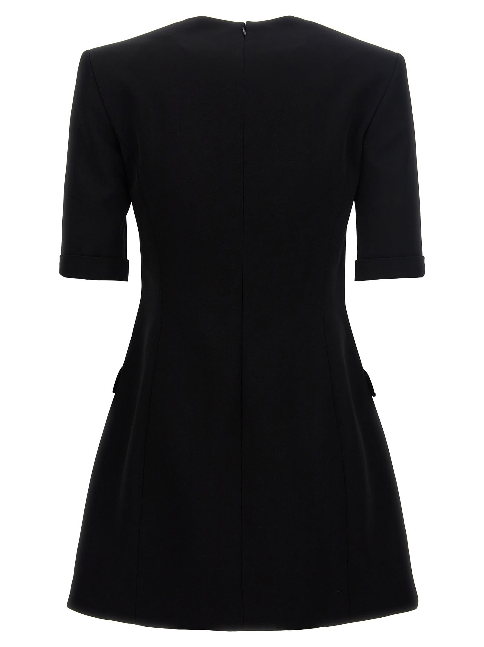 Shop Balmain Jewel Button Dress In Black