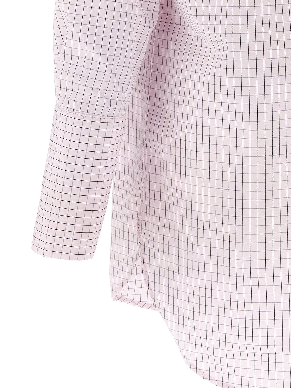 Shop Dries Van Noten Grid Mock-neck Long-sleeve Shirt In Pink