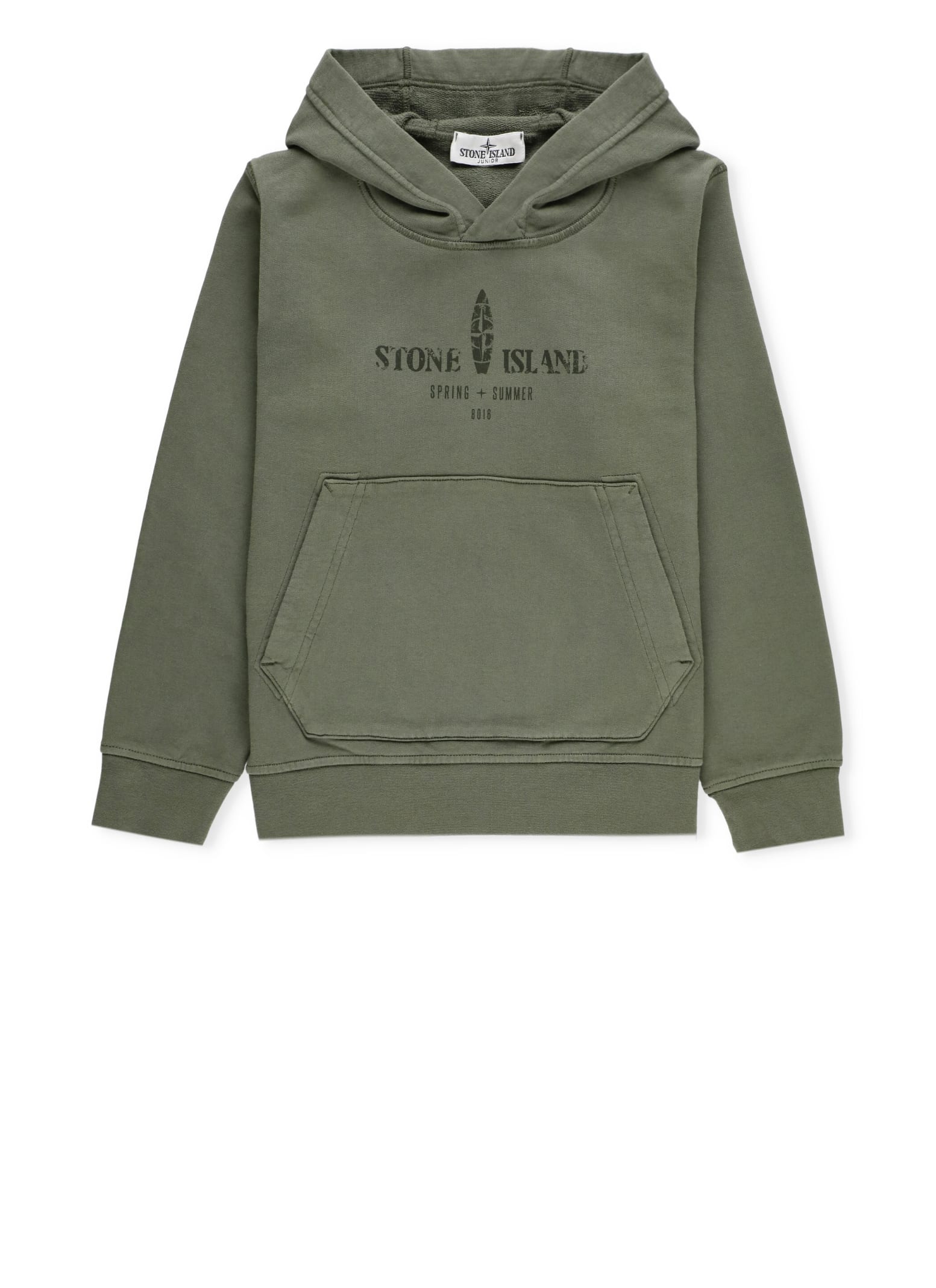 Shop Stone Island Junior Hoodie With Logo In Green