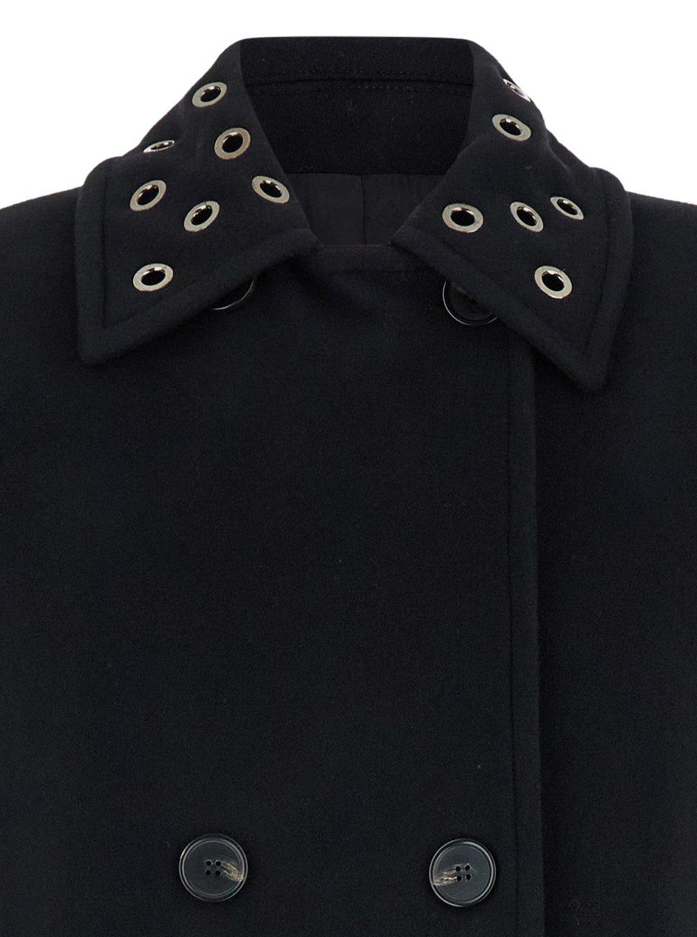 Shop Msgm Double Breasted Eyelet Detailed Coat