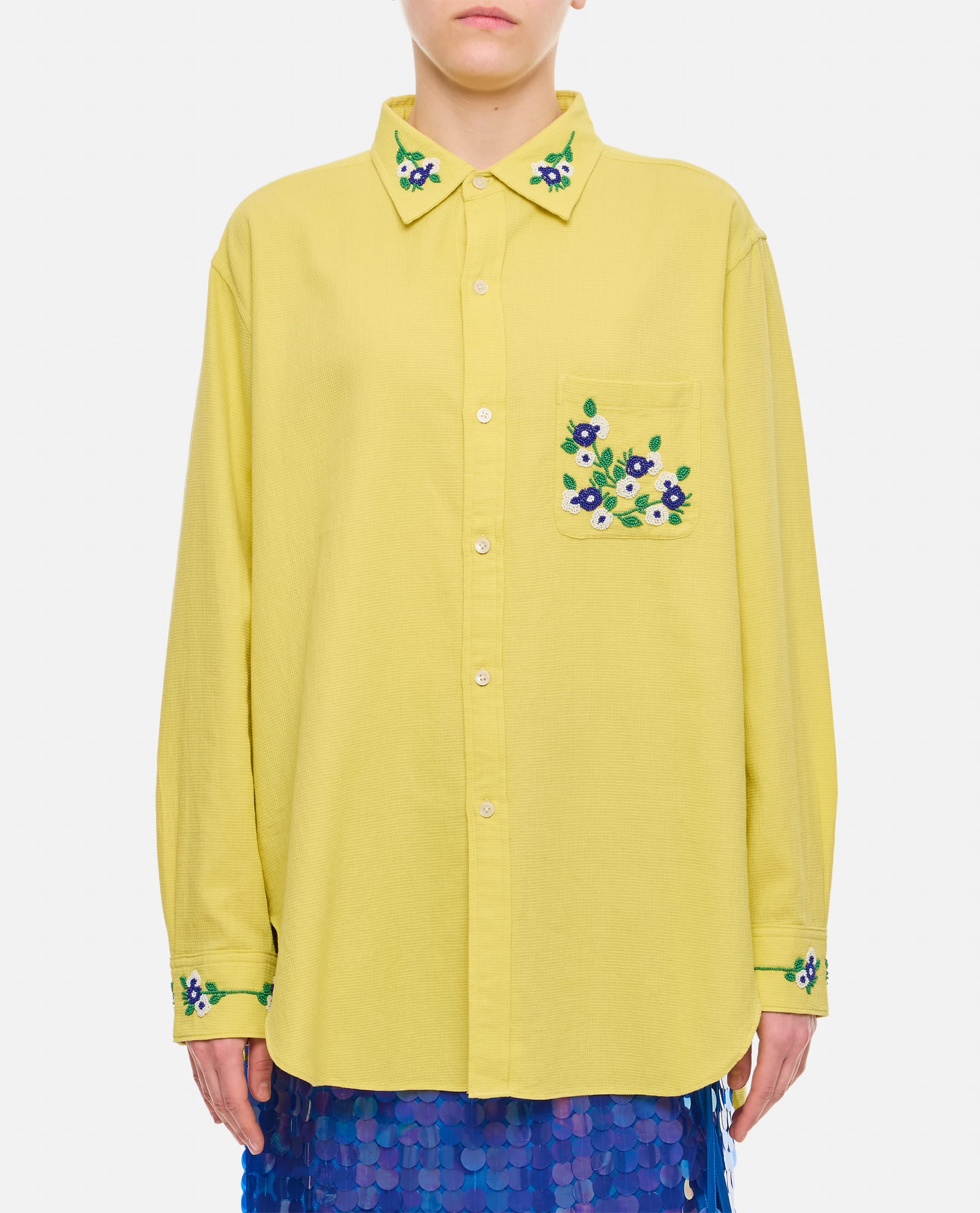 Beaded Chicory Ls Cotton Shirt