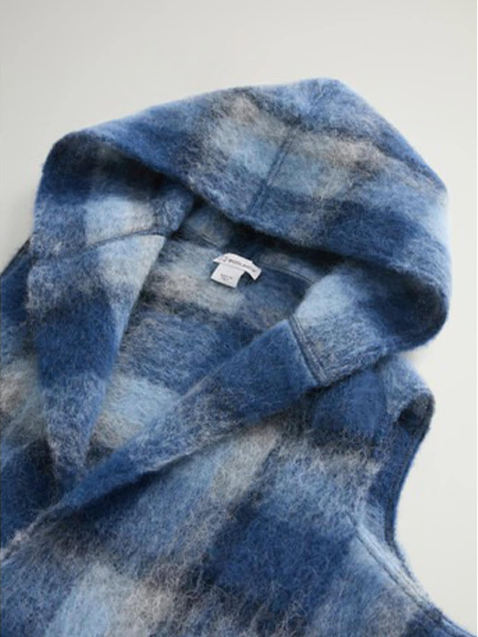 Shop Woolrich Blue Checked Scarf