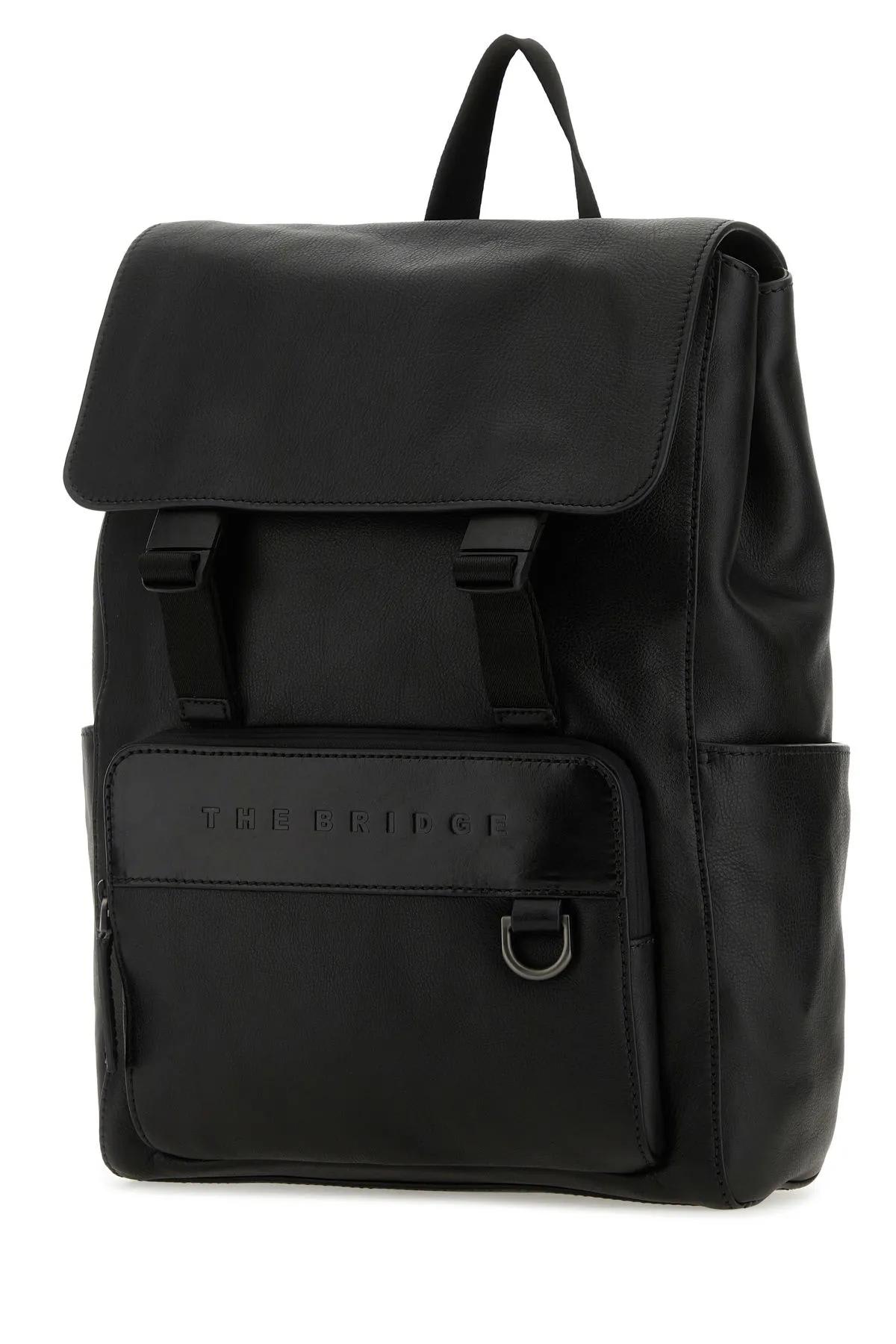Shop The Bridge Black Leather Damiano Backpack In R Nero