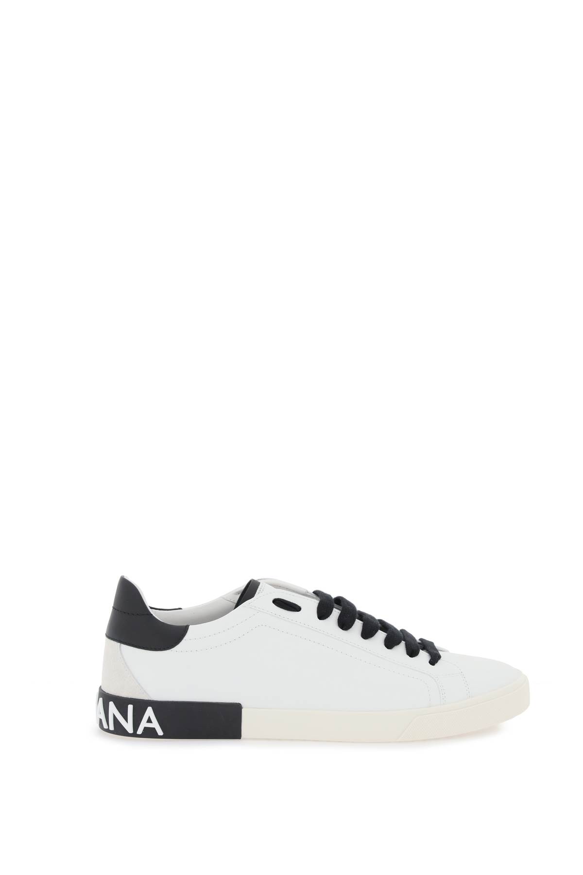 Shop Dolce & Gabbana Nappa Leather Portofino Sneakers In Bianco Nero (white)