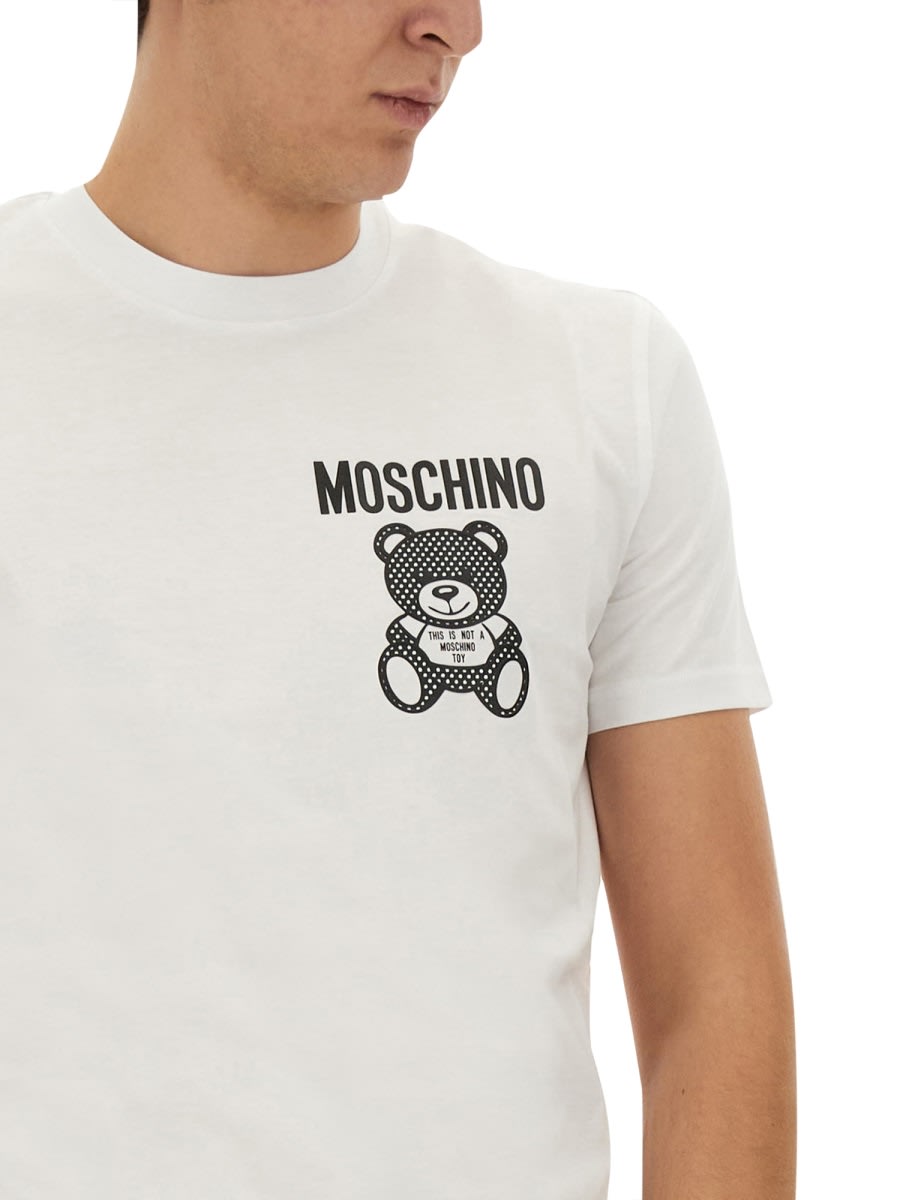 Shop Moschino Teddy Mesh T-shirt In White