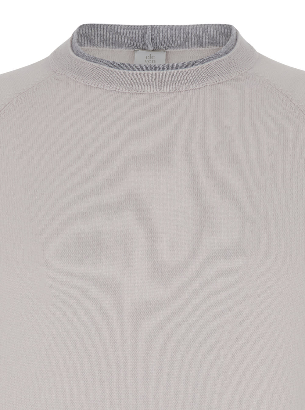 Shop Eleventy Beige Crewneck Sweater With Ribbed Trim In Wool Man In Sand And Lt. Gray