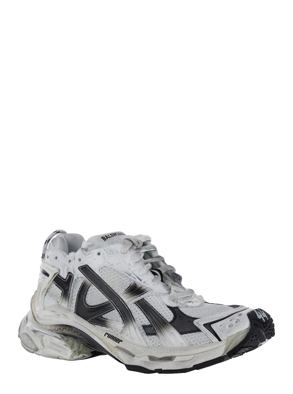 BALENCIAGA RUNNER WHITE LOW TOP SNEAKERS WITH LOGO EMBROIDERY IN MESH AND NYLON MAN 