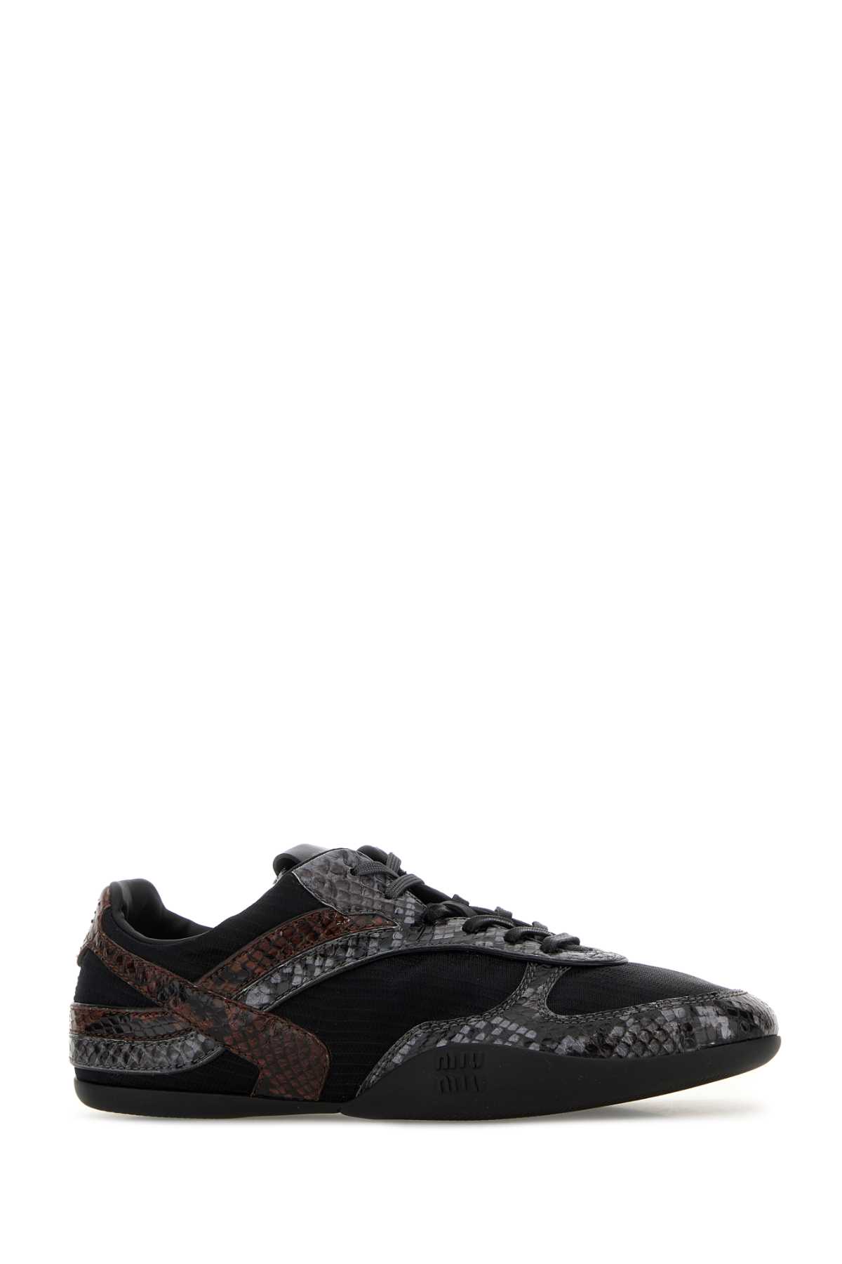 Miu Miu Multicolor Fabric And Leather Sneakers In Black