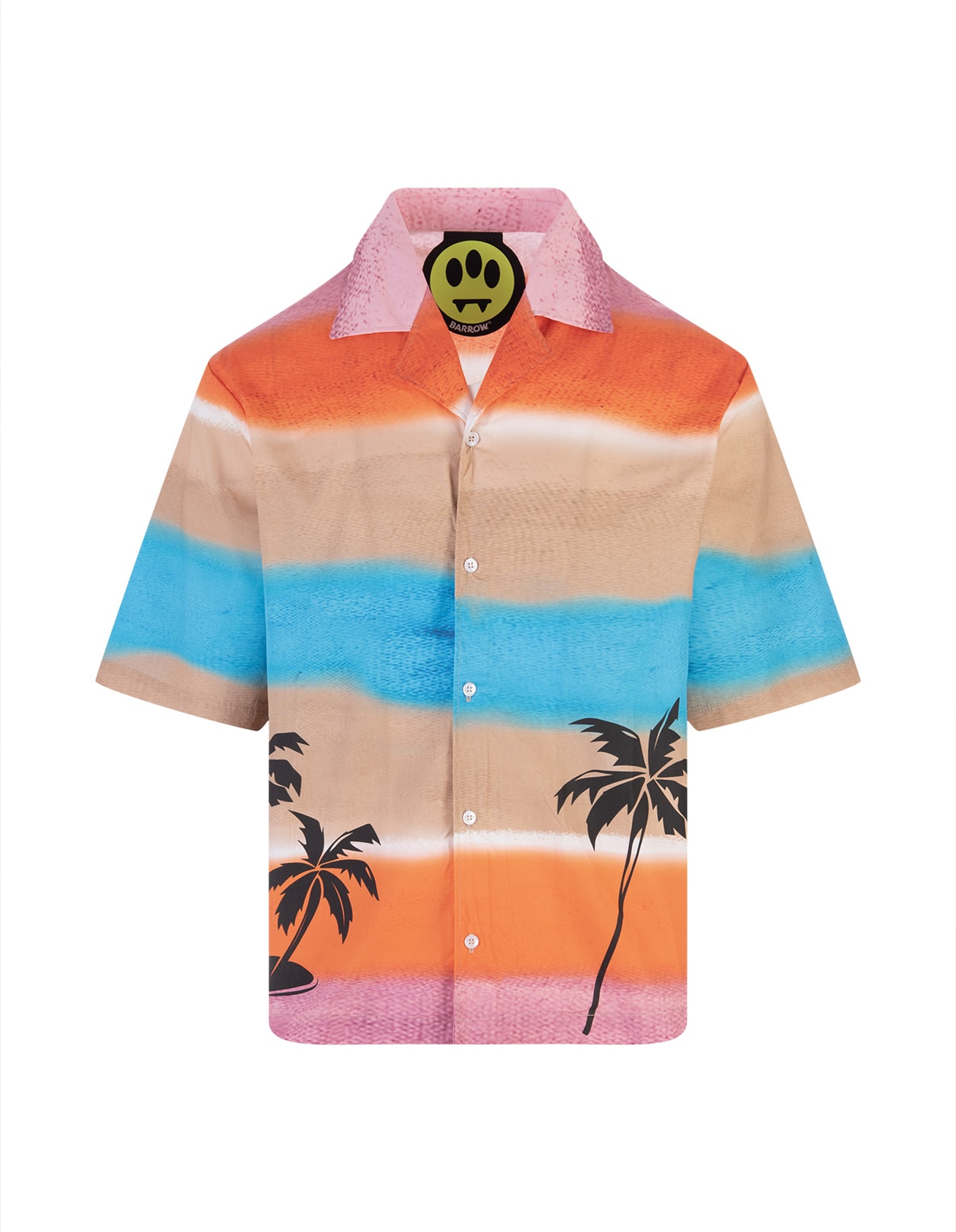 BARROW MULTICOLOURED BOWLING SHIRT WITH LOGO AND PALM TREES