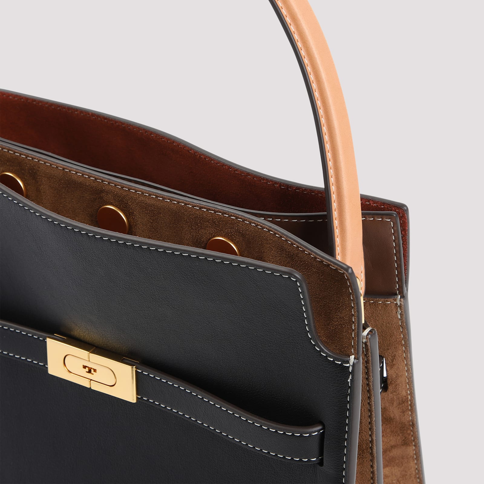 Tory Burch Lee Radziwill Layered Small Tote Bag In Black