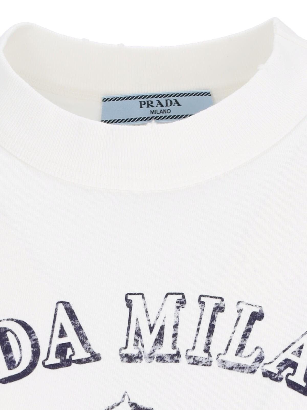Prada T-shirt With Logo Print In White