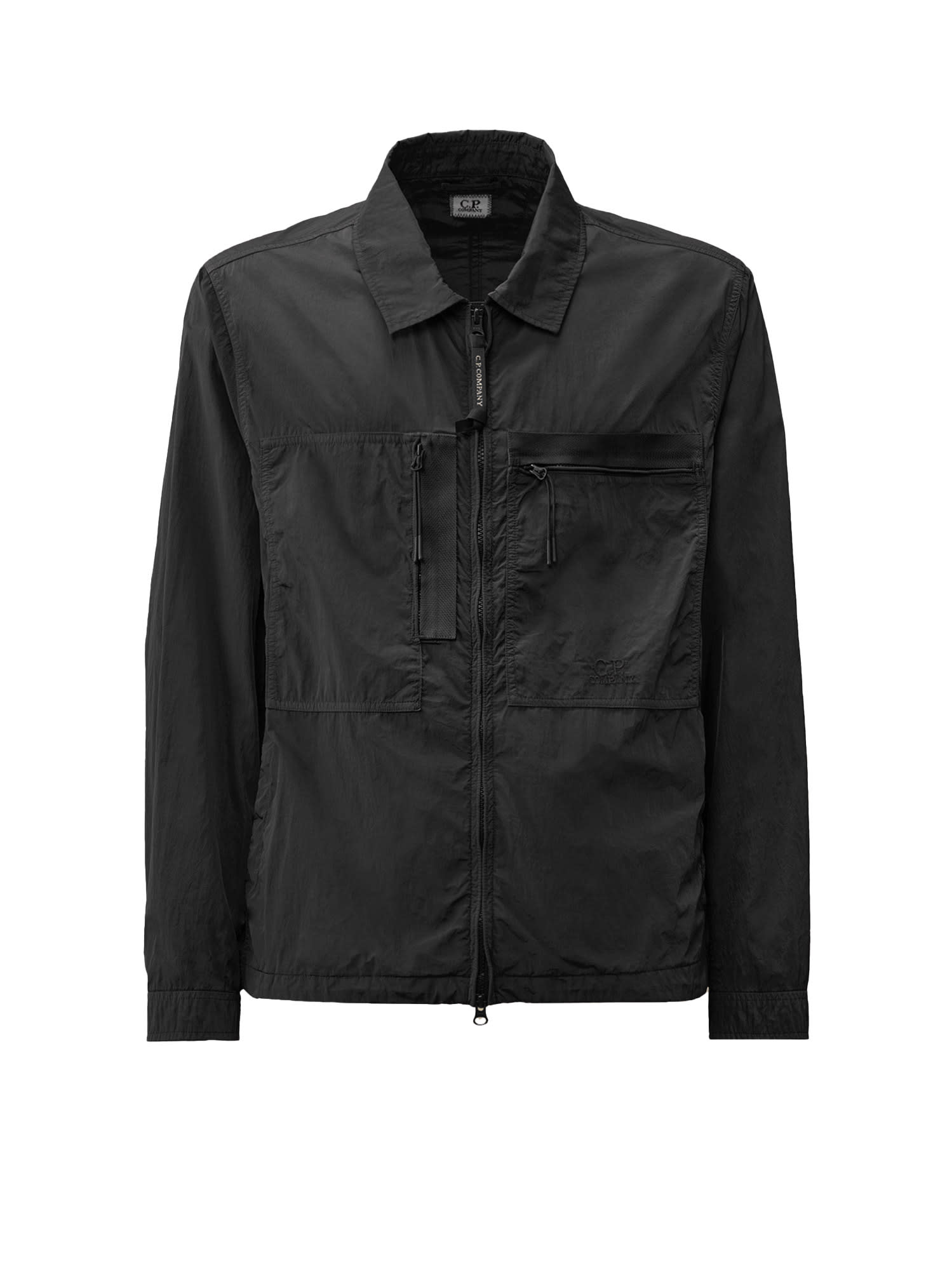 C.p. Company C.p.company Men Flatt Nylon Jacket With Logo Iconic Detail