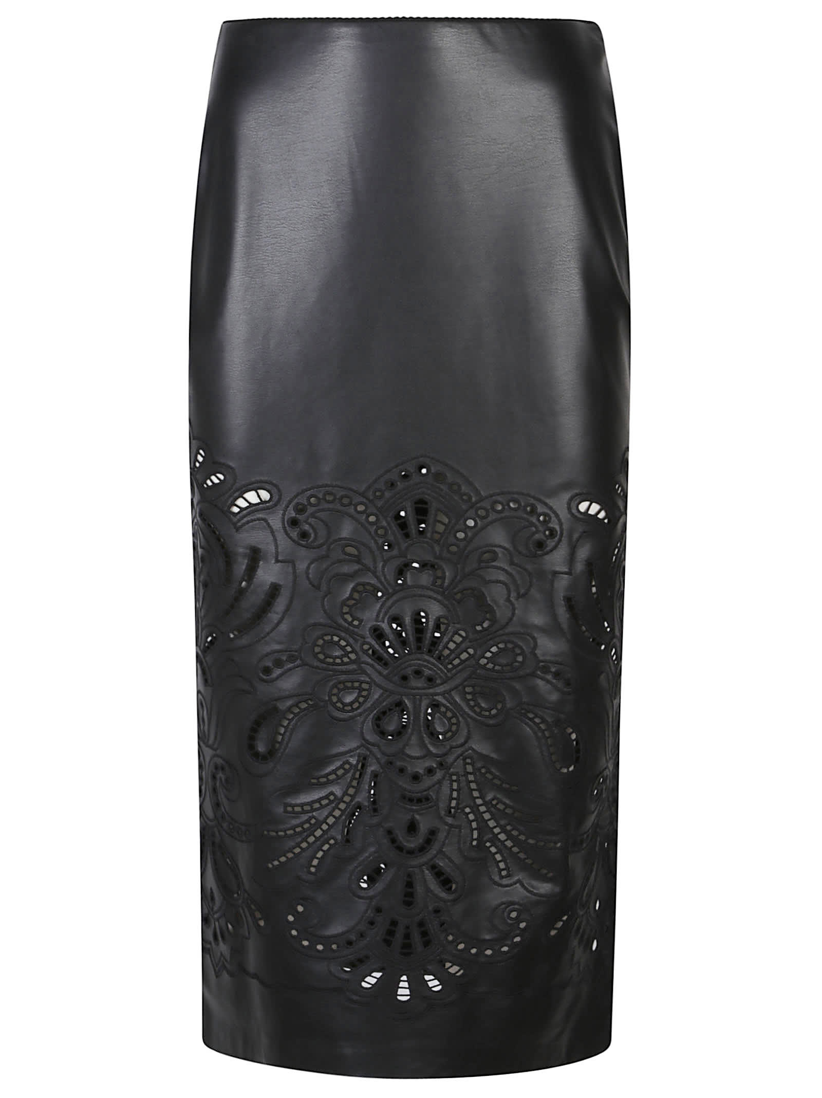 Ermanno Firenze Longuette Faux Leather Midi Skirt In Black