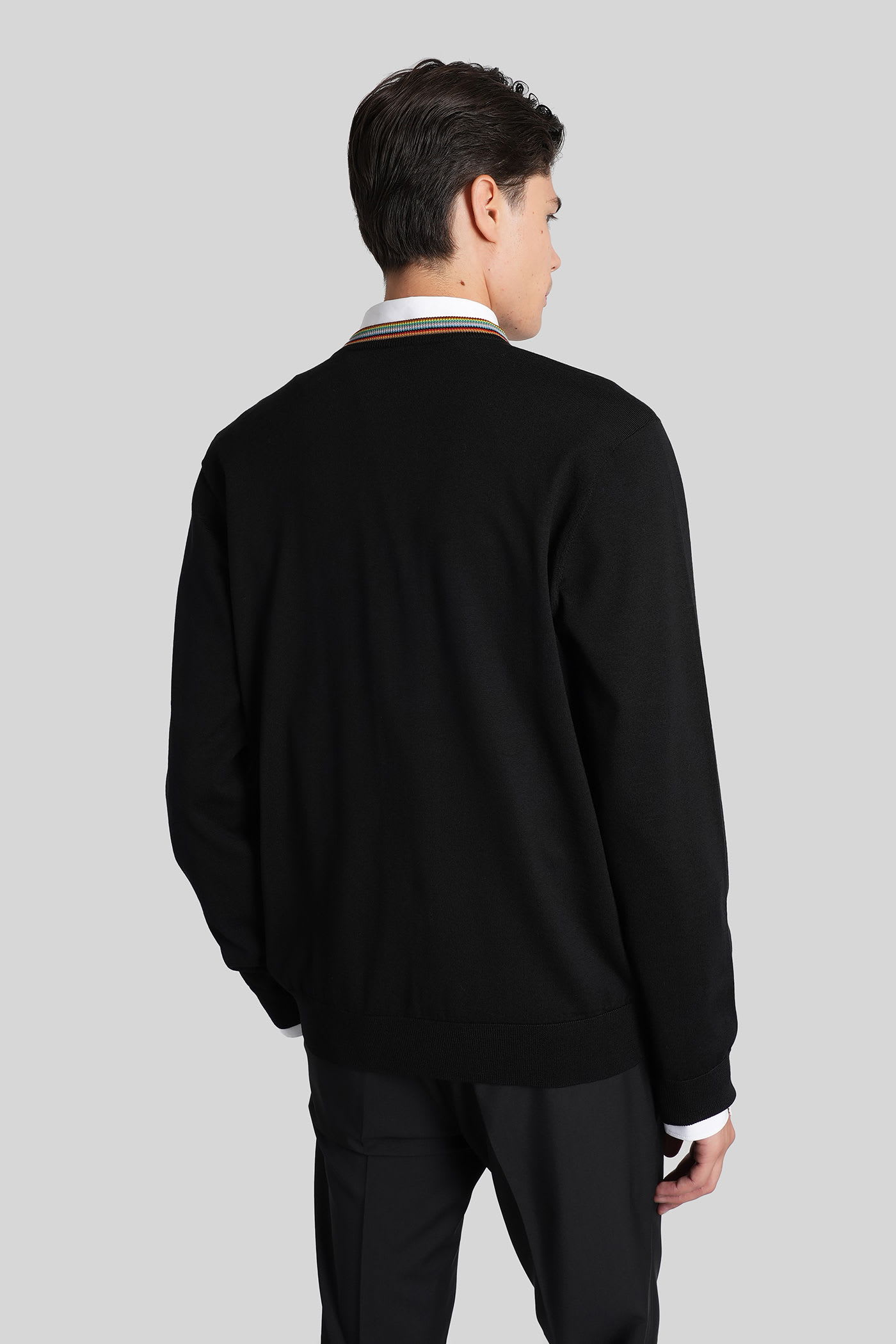 Paul Smith Merino Wool Cardigan In Black