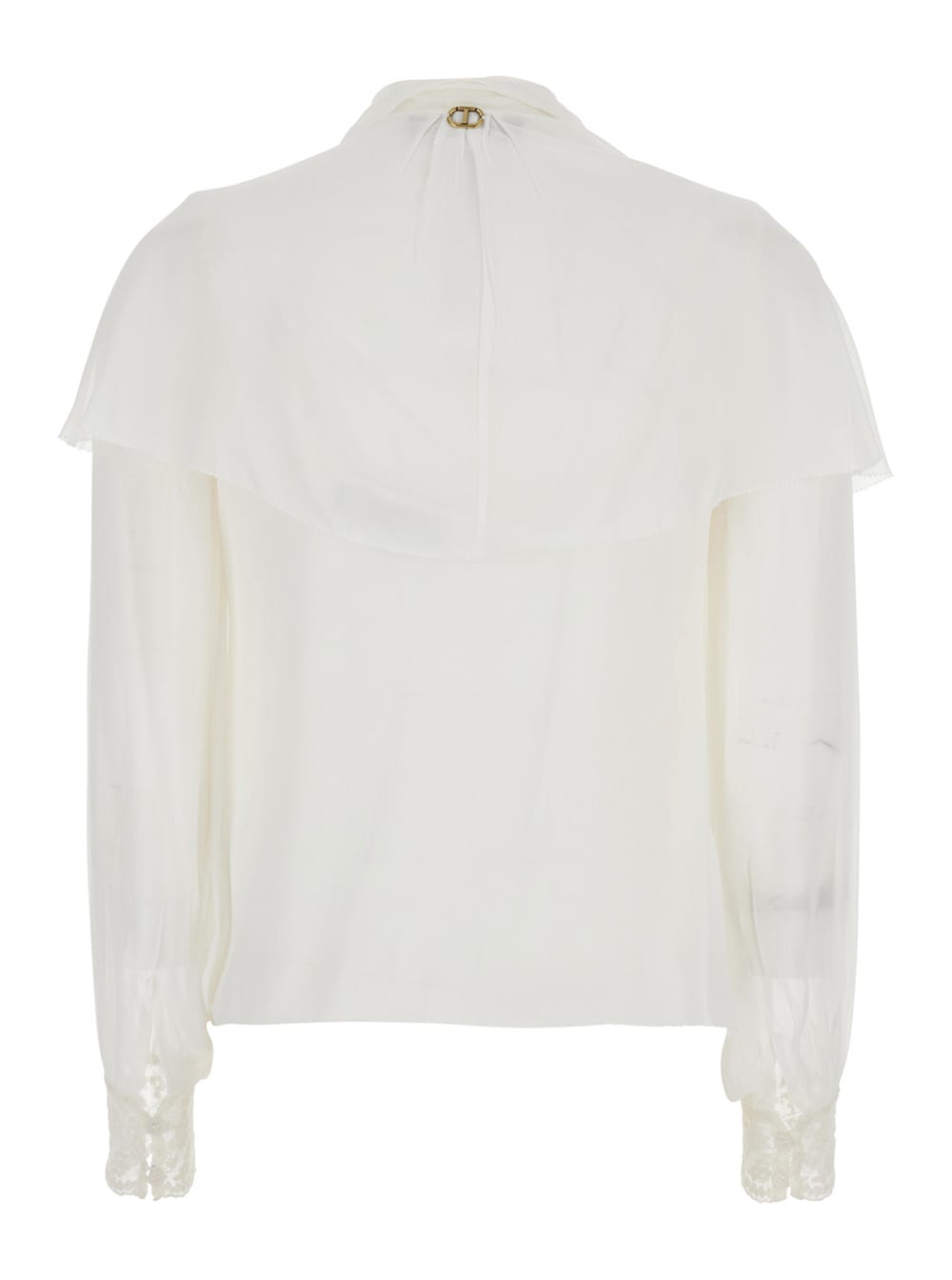 TWINSET WHITE SHIRT WITH LAYERED DESIGN AND DRAPED DETAILS IN VISCOSE WOMAN